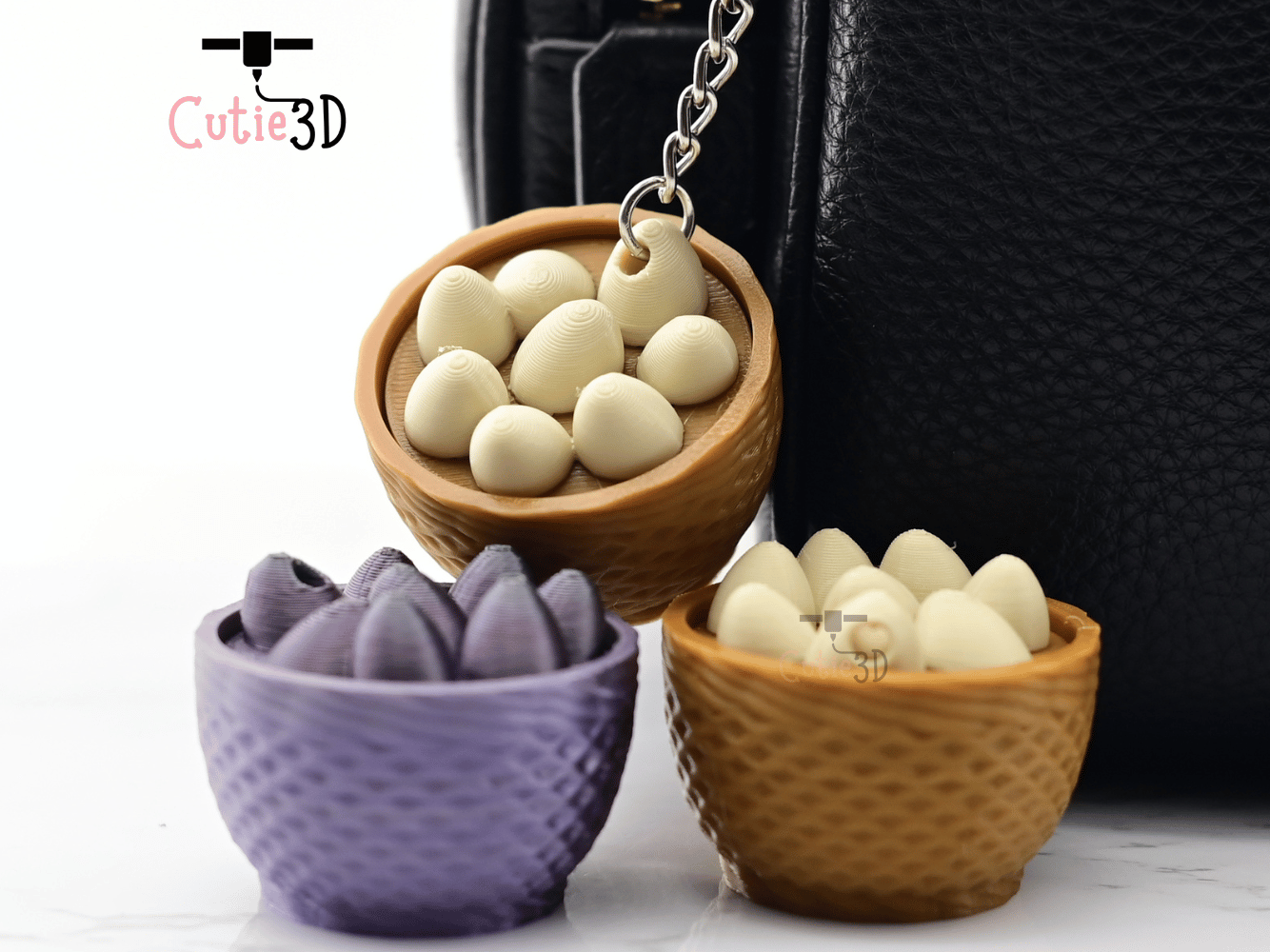 Digital Downloads - Cutie3D Keycap Fidget Clicker Egg Basket Keychain - Cute Backpack Keychain