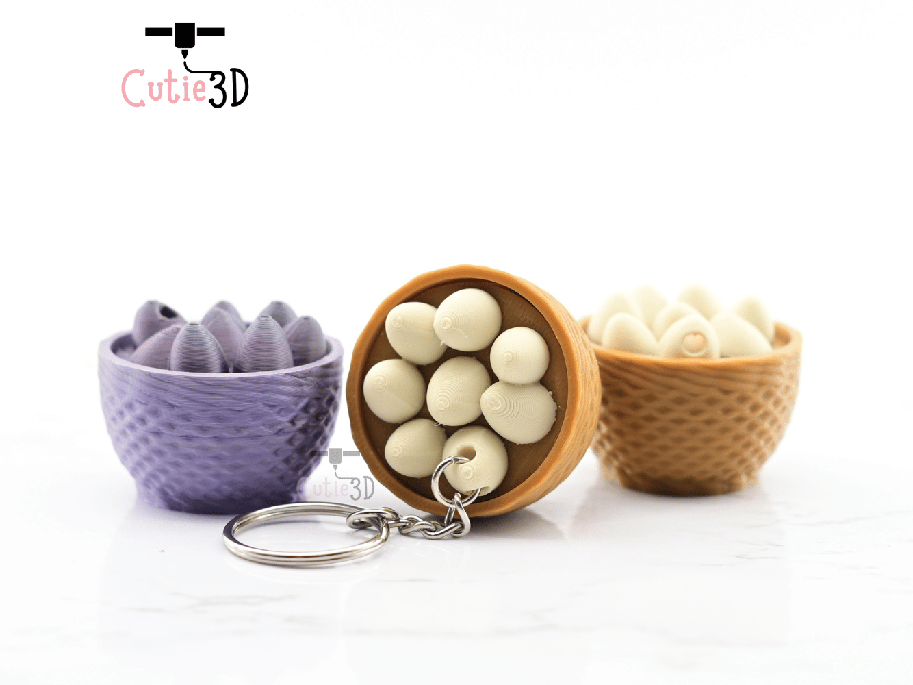 Digital Downloads - Cutie3D Keycap Fidget Clicker Egg Basket Keychain - Cute Backpack Keychain