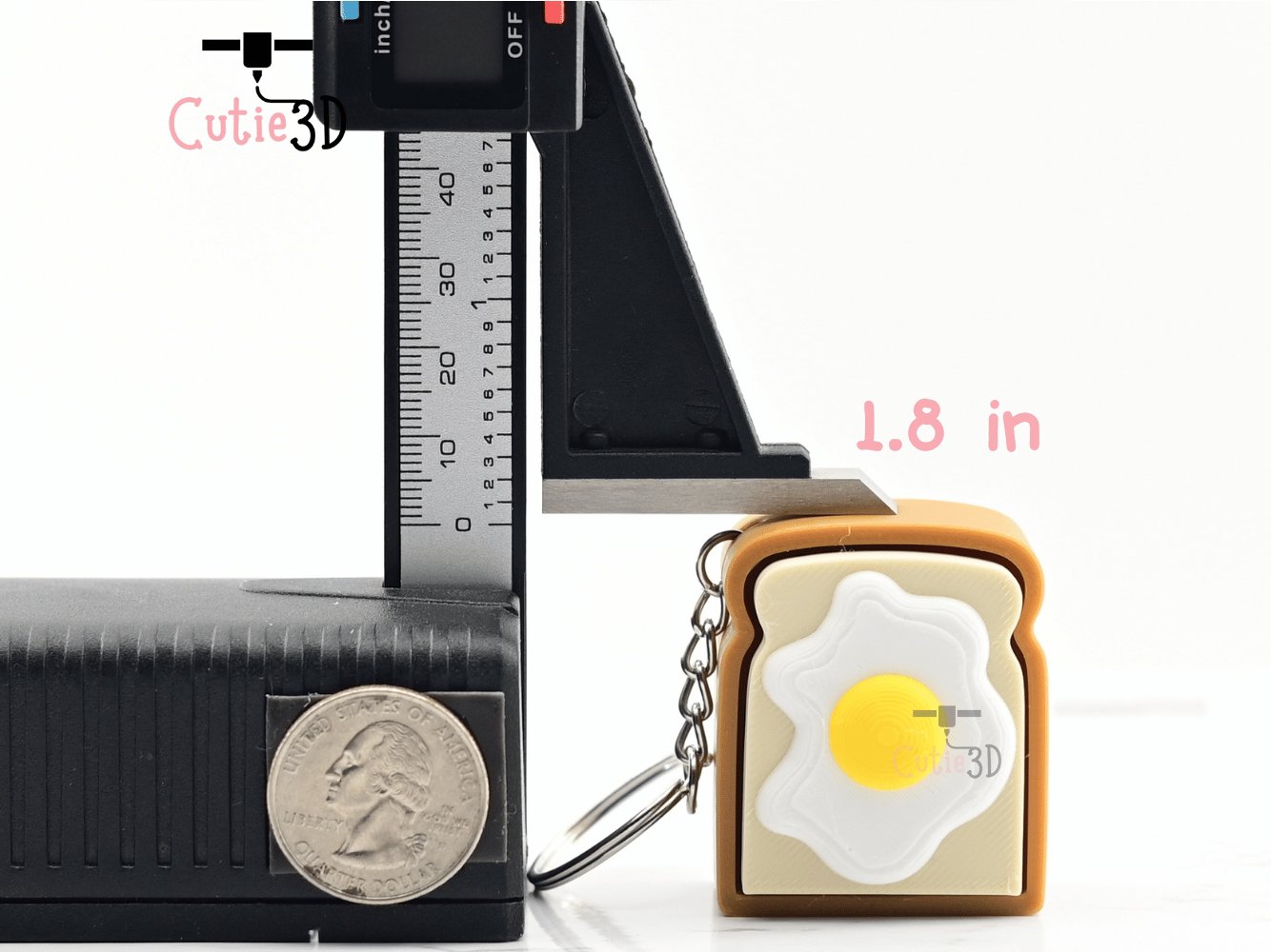 Digital Downloads - Cutie3D Keycap Fidget Clicker Fried Egg On Toast Keychain - Cute Backpack Keychain