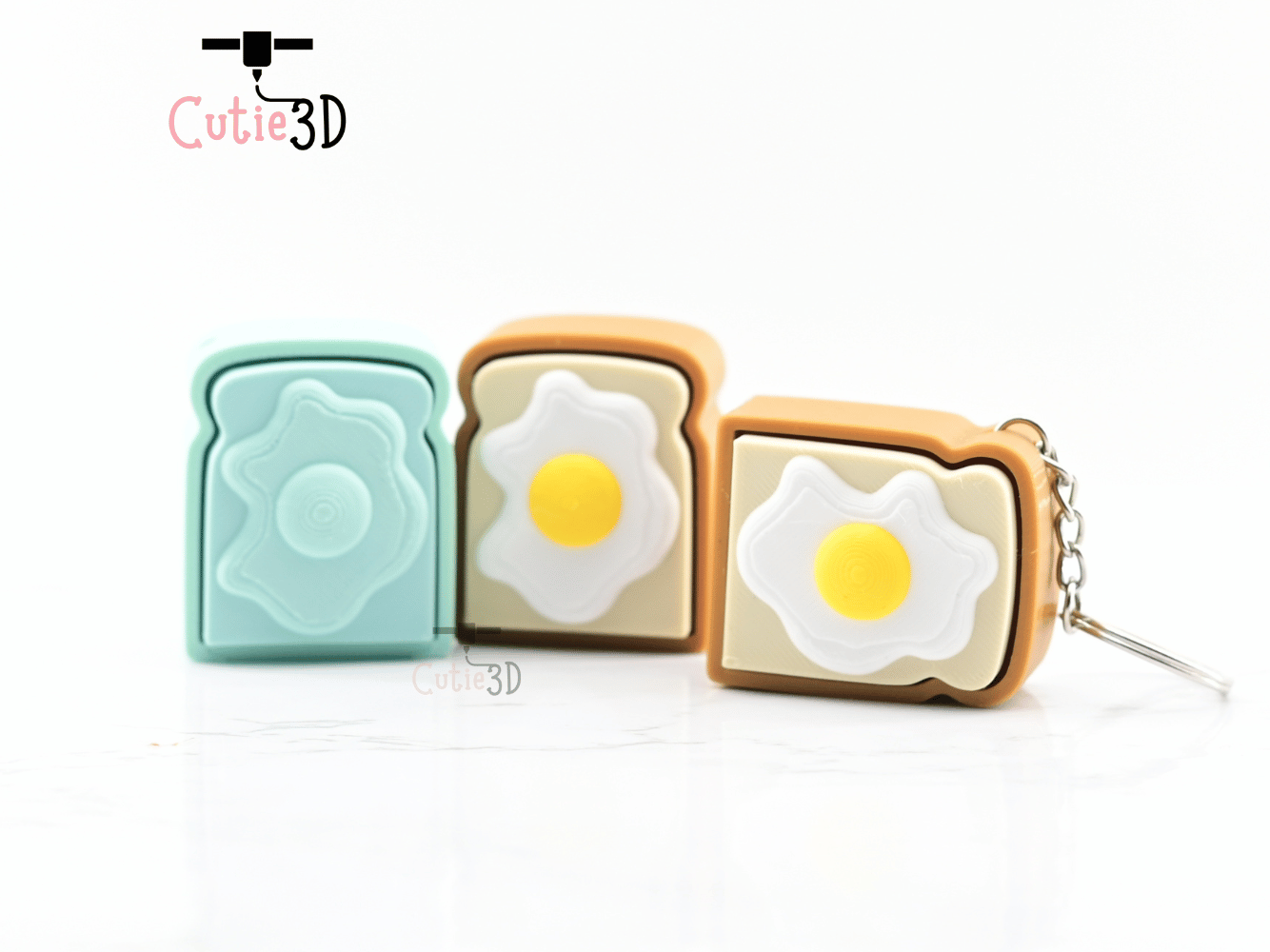 Digital Downloads - Cutie3D Keycap Fidget Clicker Fried Egg On Toast Keychain - Cute Backpack Keychain