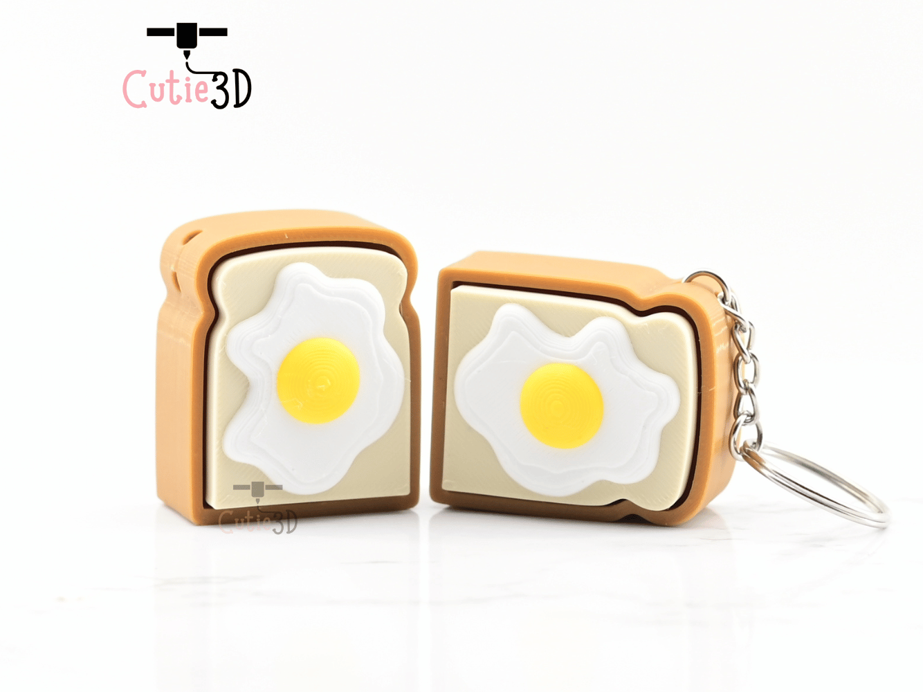 Digital Downloads - Cutie3D Keycap Fidget Clicker Fried Egg On Toast Keychain - Cute Backpack Keychain