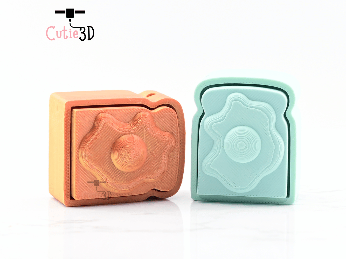 Digital Downloads - Cutie3D Keycap Fidget Clicker Fried Egg On Toast Keychain - Cute Backpack Keychain