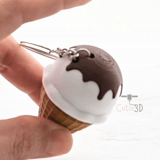 Digital Downloads - Cutie3D Keycap Fidget Clicker Ice Cream Keychain - Cute Backpack Keychain