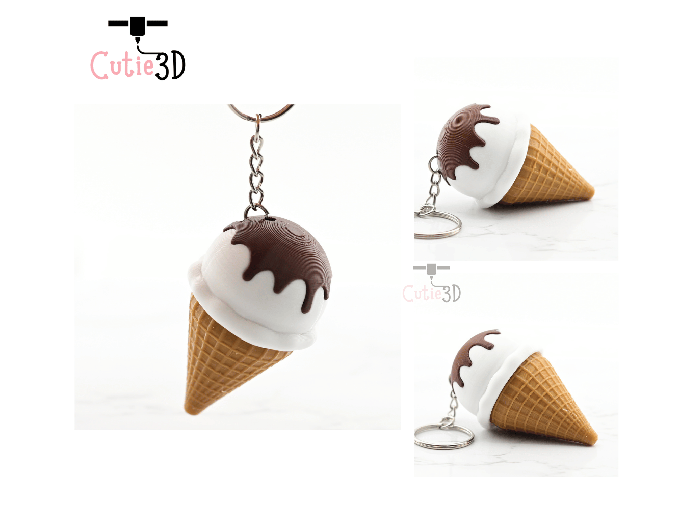 Digital Downloads - Cutie3D Keycap Fidget Clicker Ice Cream Keychain - Cute Backpack Keychain