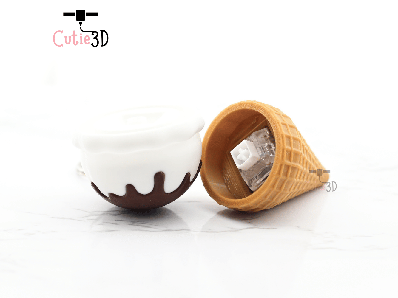 Digital Downloads - Cutie3D Keycap Fidget Clicker Ice Cream Keychain - Cute Backpack Keychain