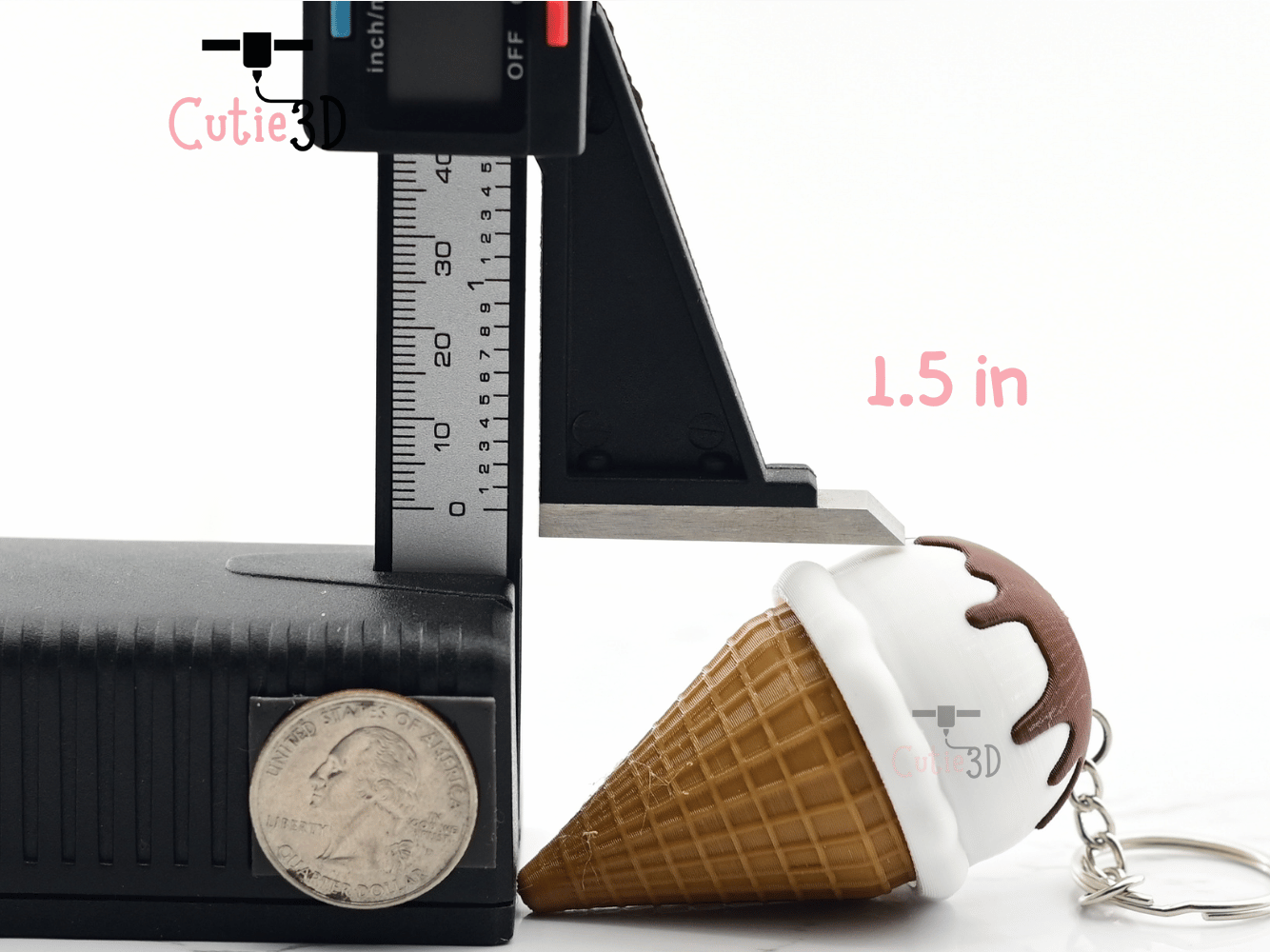Digital Downloads - Cutie3D Keycap Fidget Clicker Ice Cream Keychain - Cute Backpack Keychain