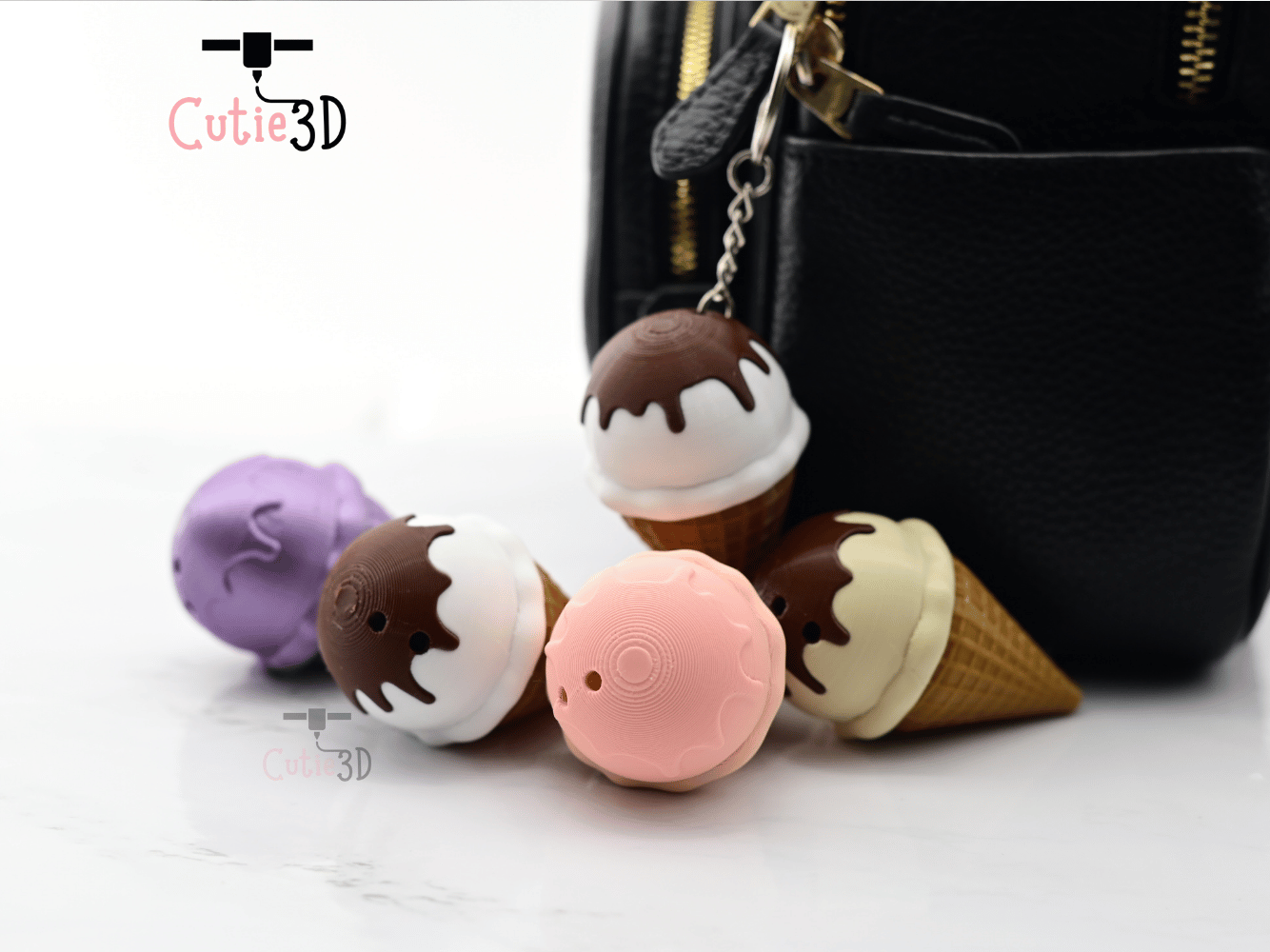 Digital Downloads - Cutie3D Keycap Fidget Clicker Ice Cream Keychain - Cute Backpack Keychain
