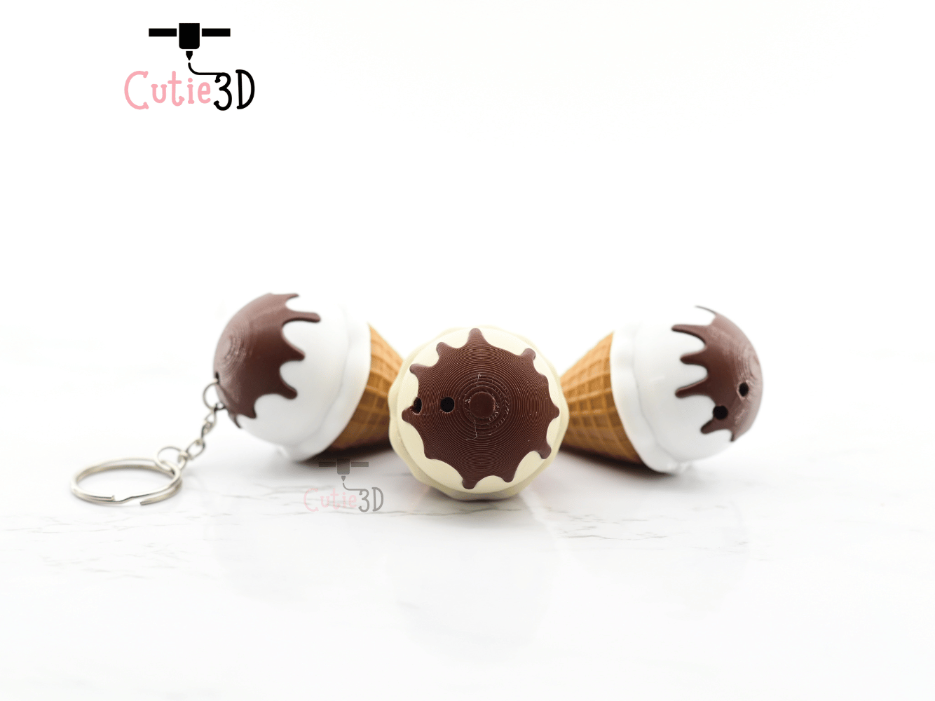 Digital Downloads - Cutie3D Keycap Fidget Clicker Ice Cream Keychain - Cute Backpack Keychain
