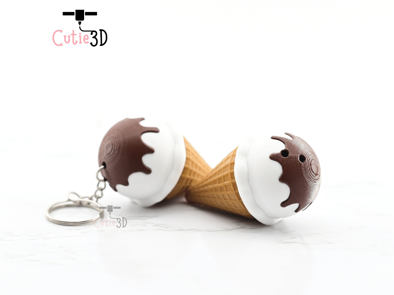 Digital Downloads - Cutie3D Keycap Fidget Clicker Ice Cream Keychain - Cute Backpack Keychain