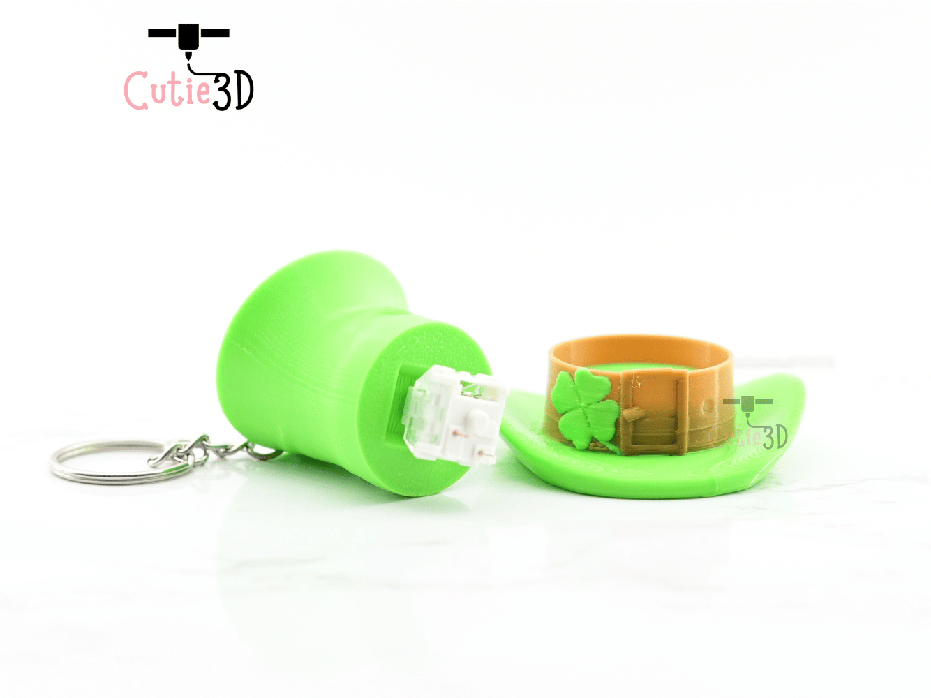 Digital Downloads - Cutie3D Keycap Fidget Clicker Leprechaun Hat Keychain - Cute Backpack Keychain