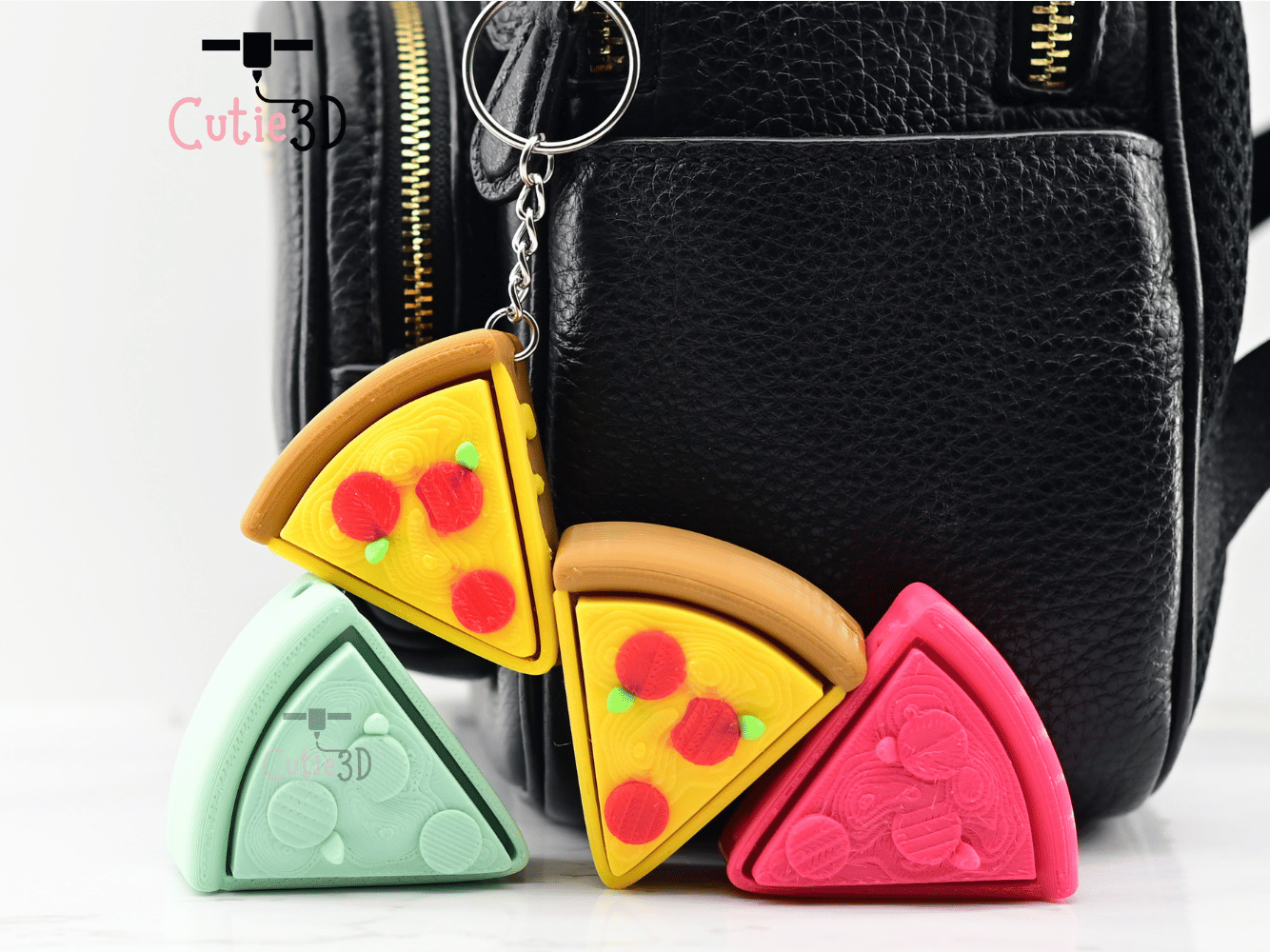 Digital Downloads - Cutie3D Keycap Fidget Clicker Pizza Slice Keychain - Cute Backpack Keychain