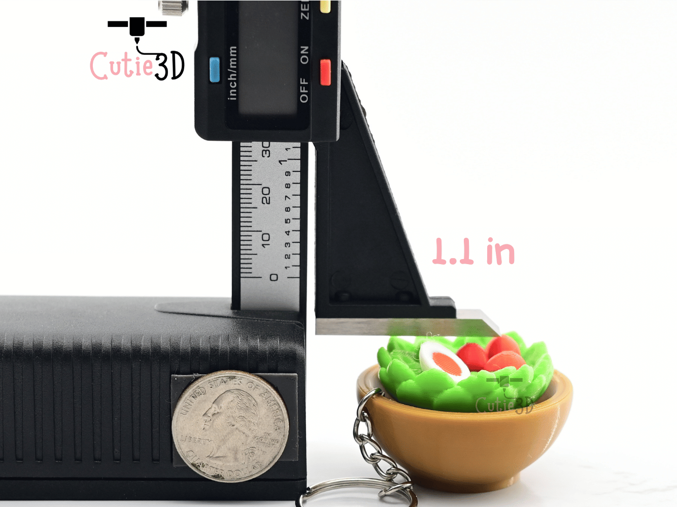 Digital Downloads - Cutie3D Keycap Fidget Clicker Salad Bowl Keychain - Cute Backpack Keychain
