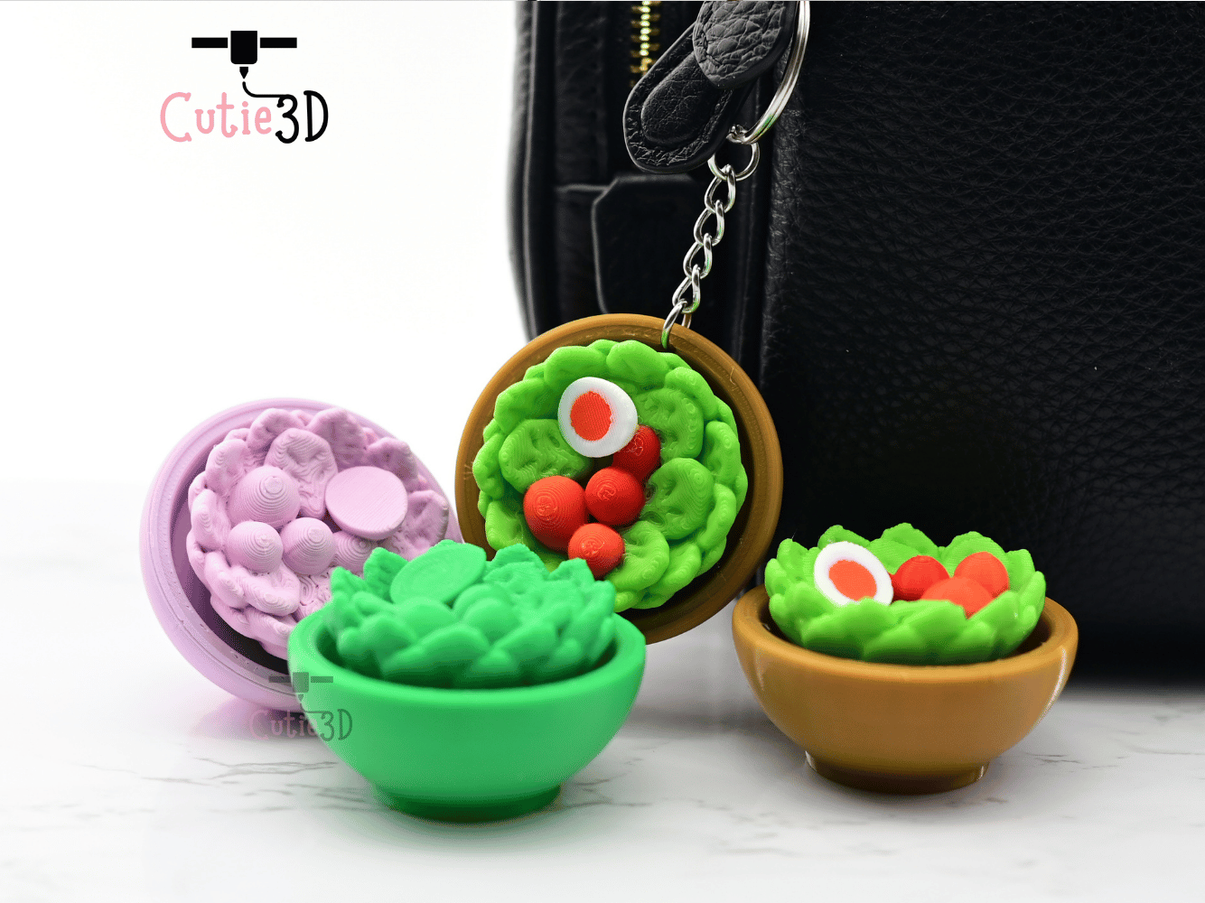 Digital Downloads - Cutie3D Keycap Fidget Clicker Salad Bowl Keychain - Cute Backpack Keychain