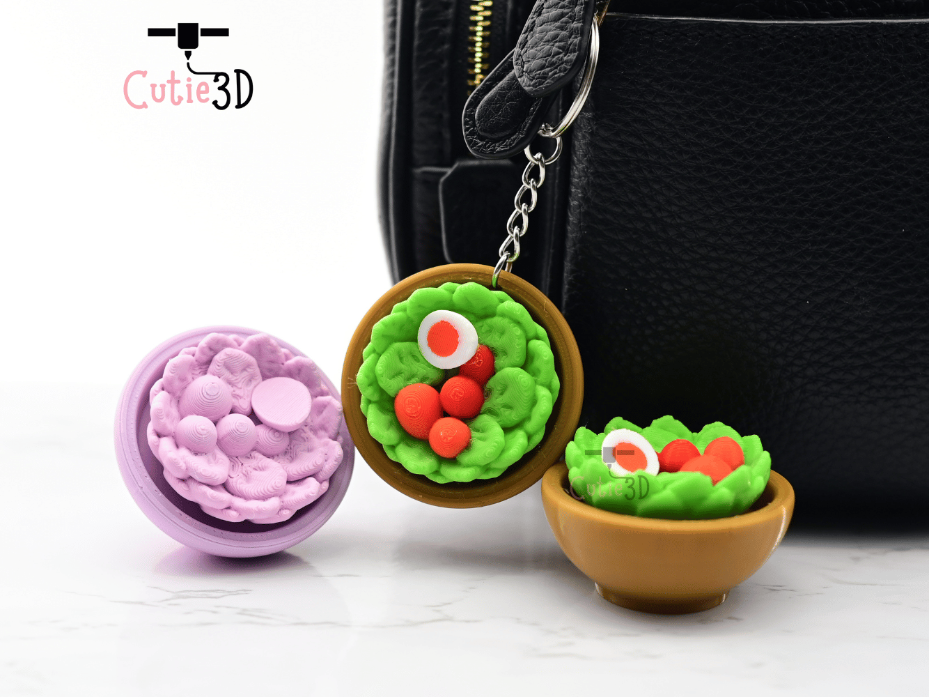 Digital Downloads - Cutie3D Keycap Fidget Clicker Salad Bowl Keychain - Cute Backpack Keychain