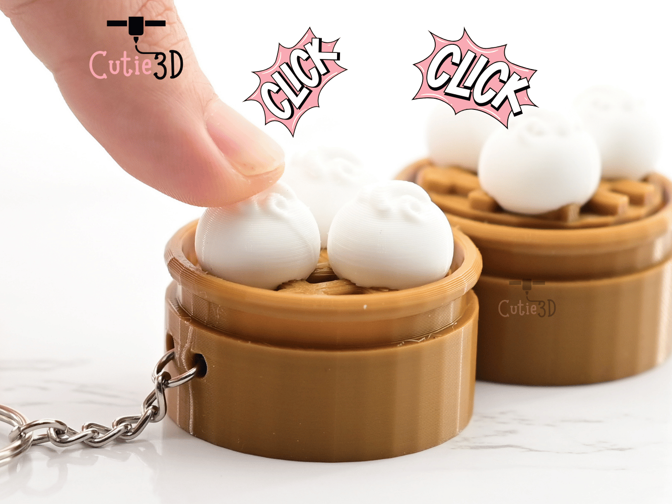 Digital Downloads - Cutie3D Keycap Fidget Clicker Steam Bao Bun Keychain - Cute Backpack Keychain