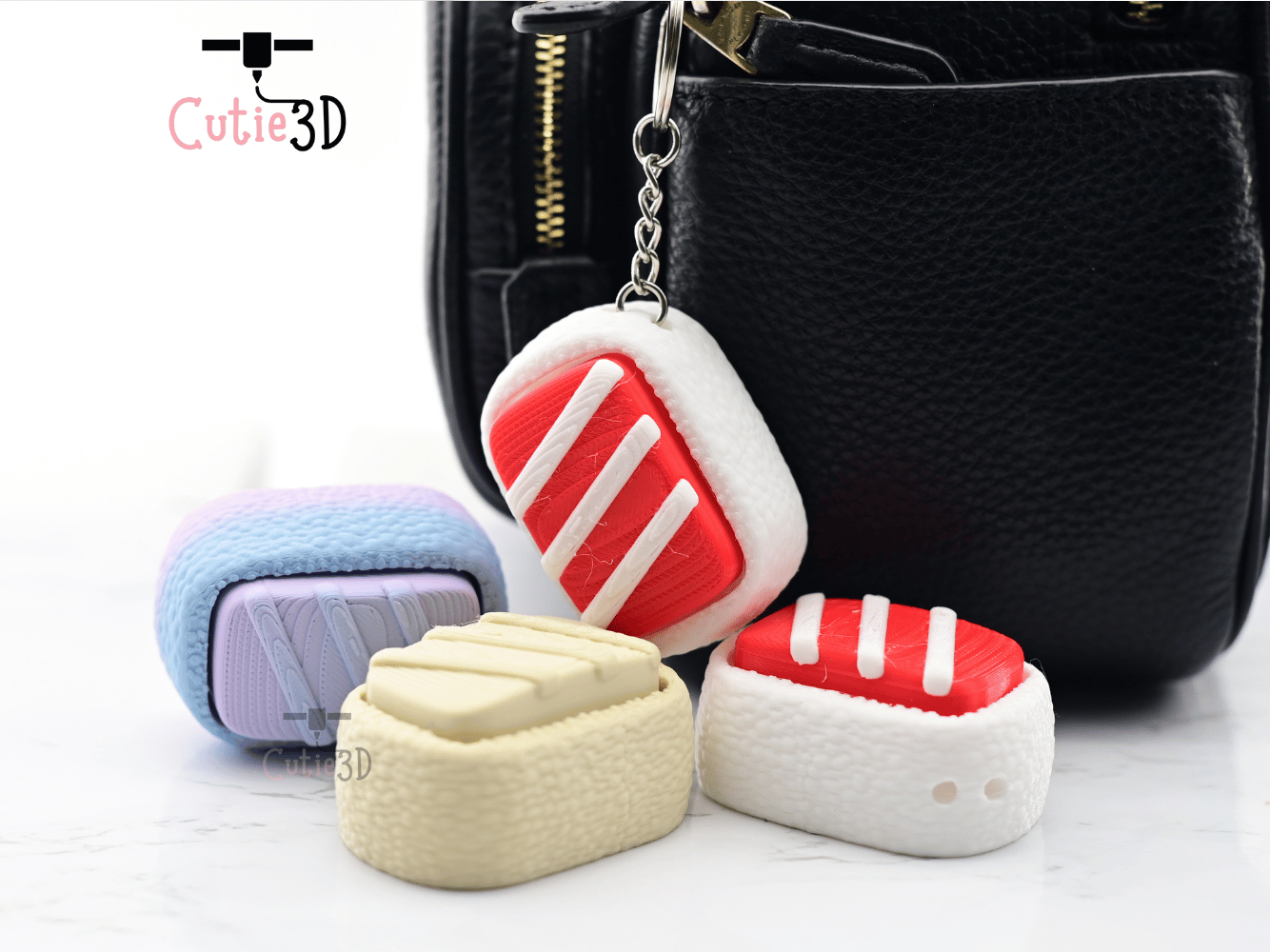 Digital Downloads - Cutie3D Keycap Fidget Clicker Sushi Keychain - Cute Backpack Keychain