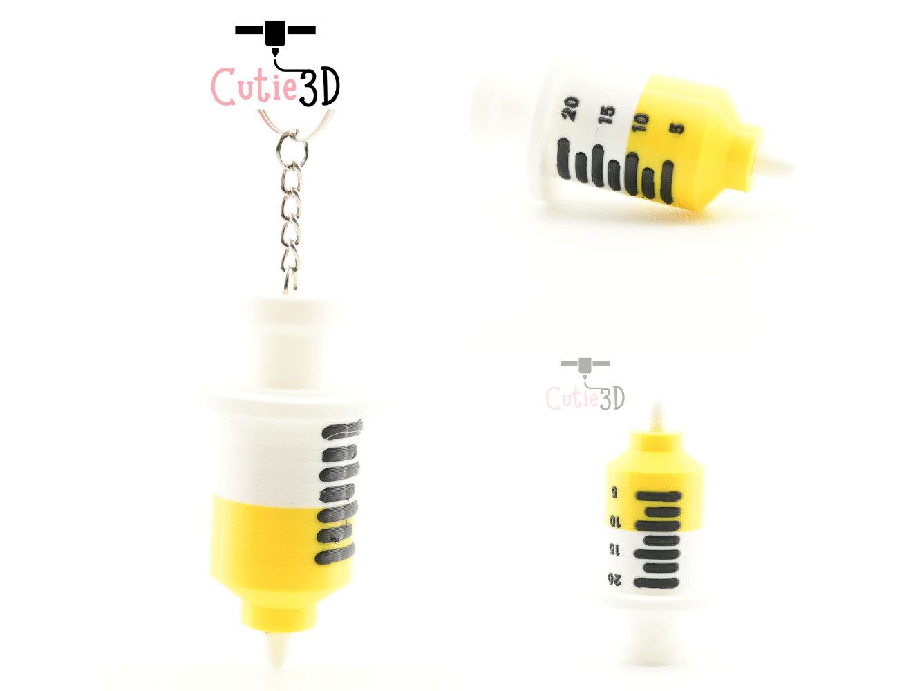 Digital Downloads - Cutie3D Medical-Themed Syringe Keycap Fidget Clicker Keychain - Cute Backpack Keychain