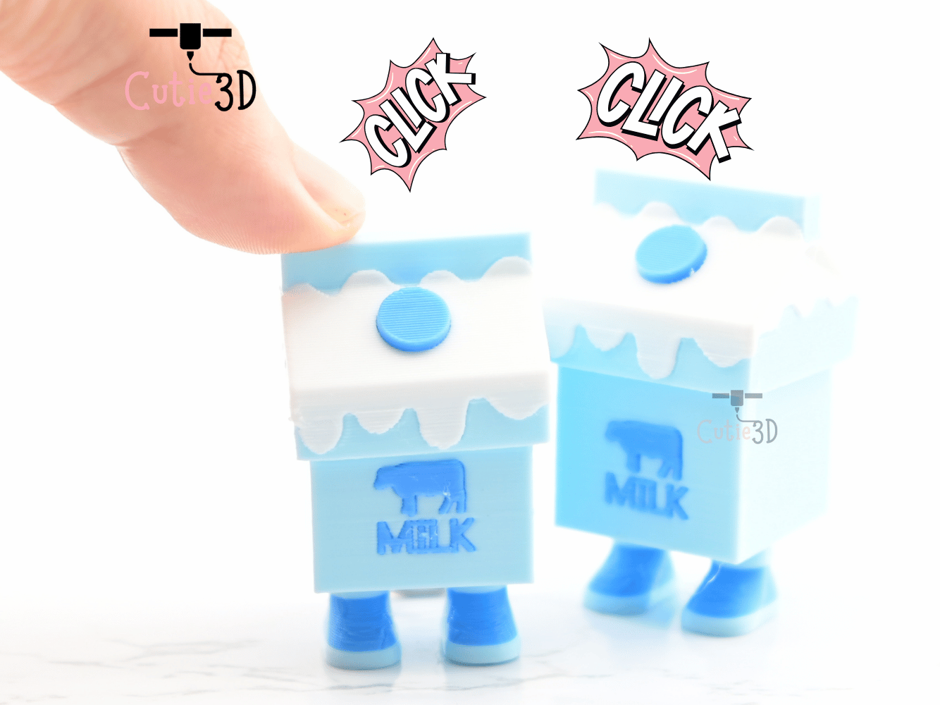 Digital Downloads - Cutie3D Milk Carton With Legs Keycap Fidget Clicker Keychain - Cute Backpack Keychain