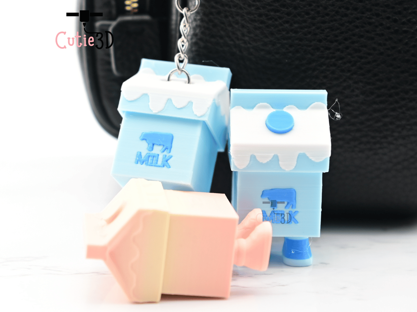 Digital Downloads - Cutie3D Milk Carton With Legs Keycap Fidget Clicker Keychain - Cute Backpack Keychain