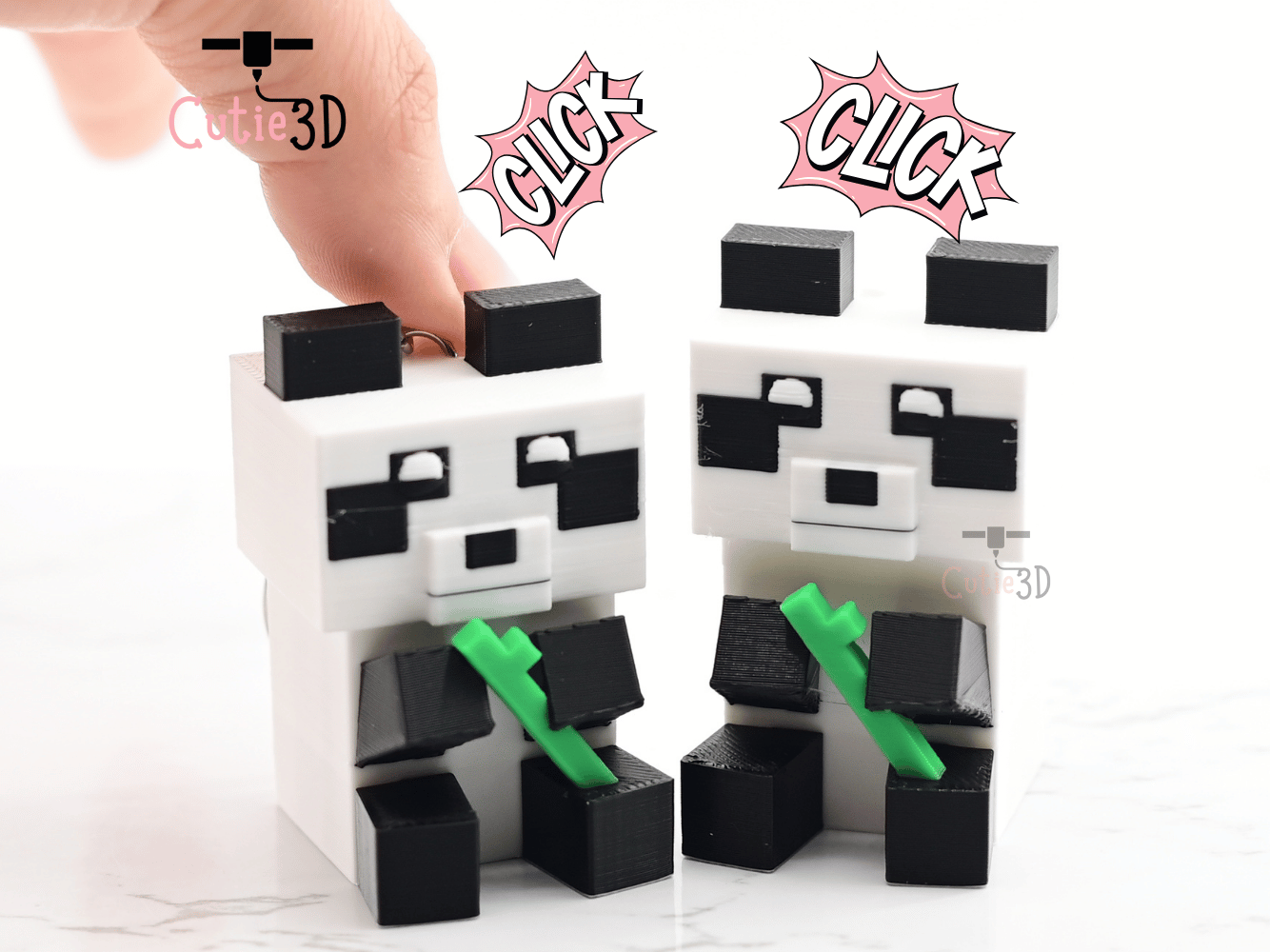 Digital Downloads - Cutie3D Minecraft Bamboo Panda Keycap Fidget Clicker Keychain - Cute Backpack Keychain