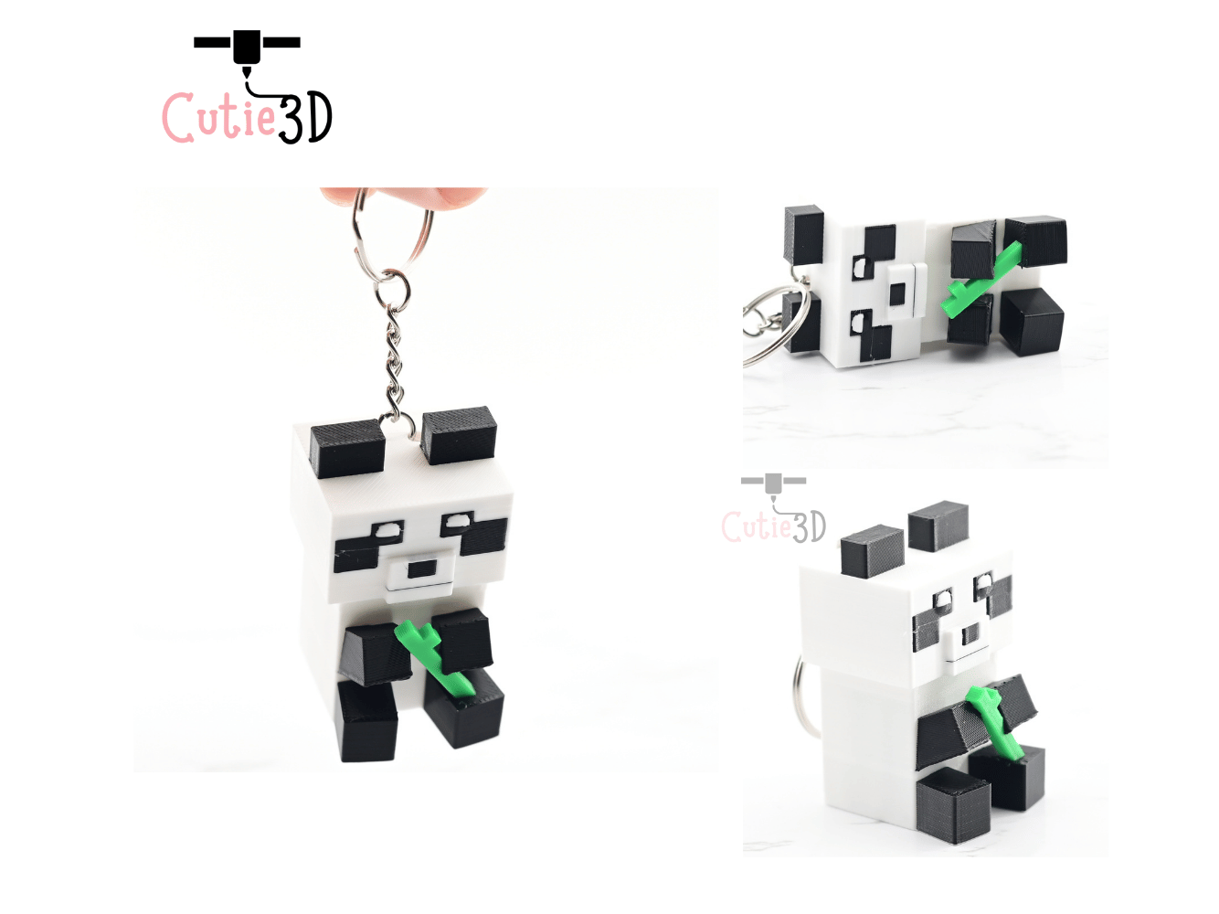 Digital Downloads - Cutie3D Minecraft Bamboo Panda Keycap Fidget Clicker Keychain - Cute Backpack Keychain
