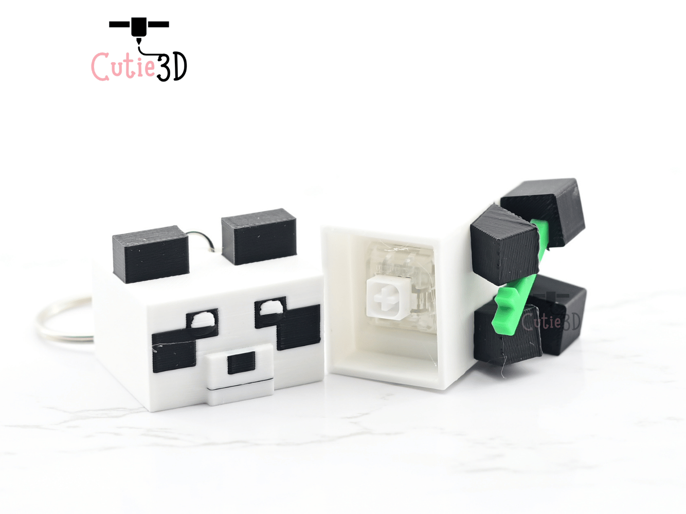 Digital Downloads - Cutie3D Minecraft Bamboo Panda Keycap Fidget Clicker Keychain - Cute Backpack Keychain