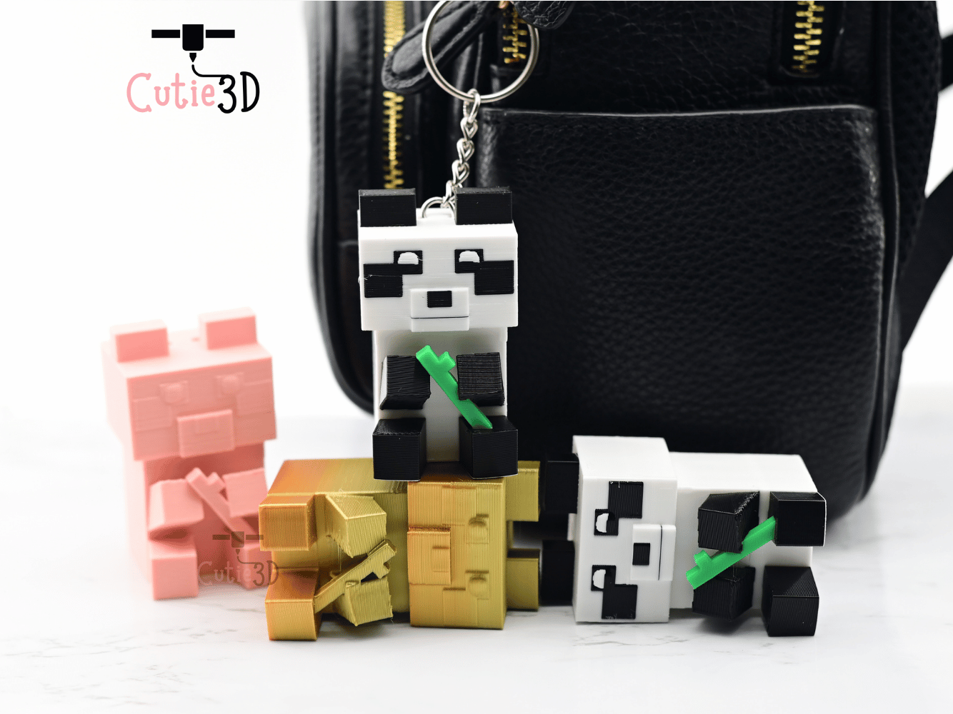 Digital Downloads - Cutie3D Minecraft Bamboo Panda Keycap Fidget Clicker Keychain - Cute Backpack Keychain