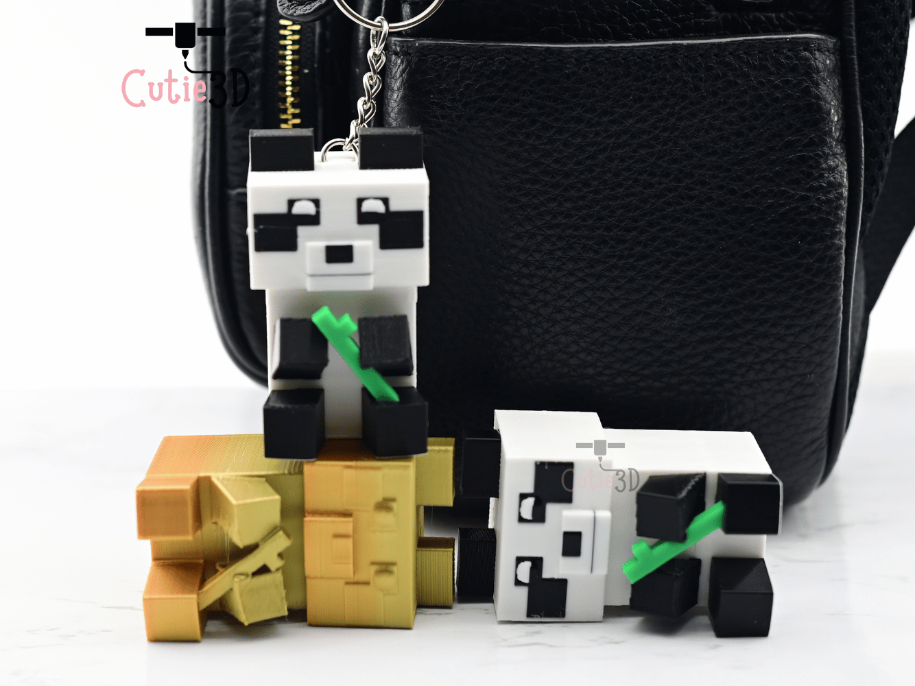 Digital Downloads - Cutie3D Minecraft Bamboo Panda Keycap Fidget Clicker Keychain - Cute Backpack Keychain
