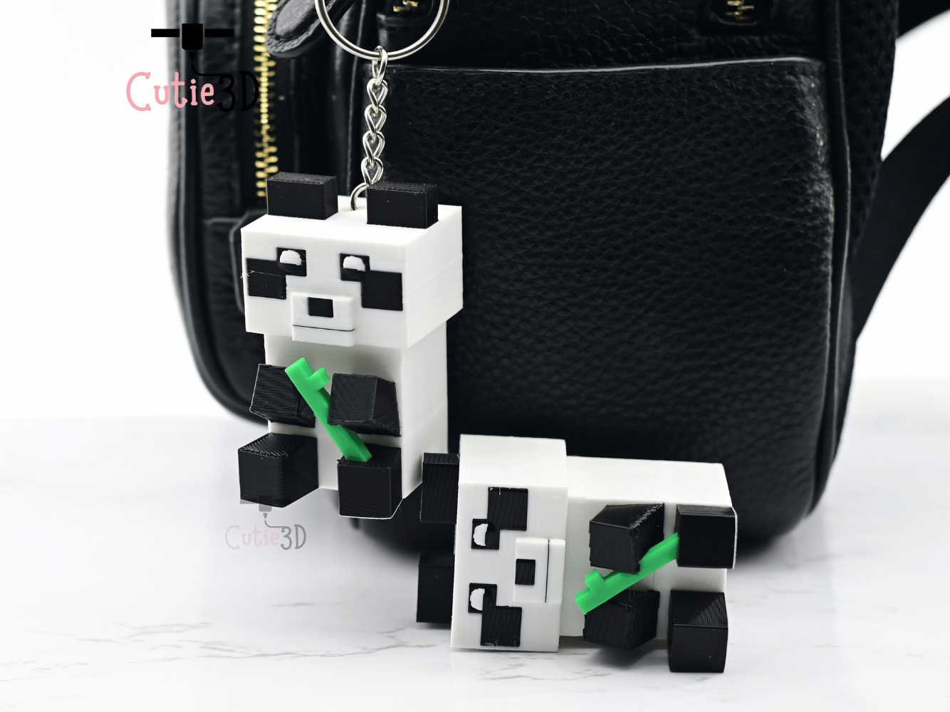 Digital Downloads - Cutie3D Minecraft Bamboo Panda Keycap Fidget Clicker Keychain - Cute Backpack Keychain