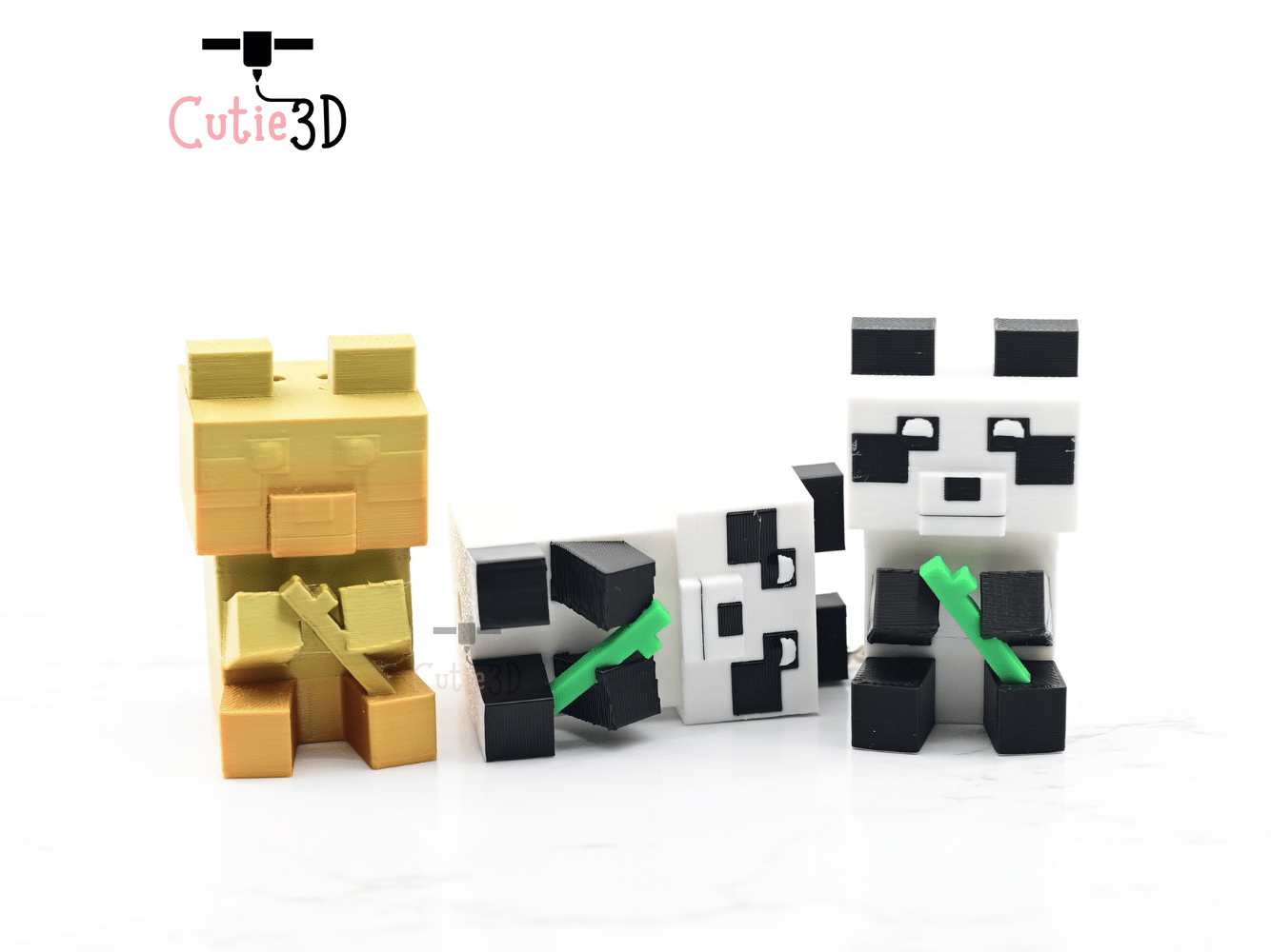 Digital Downloads - Cutie3D Minecraft Bamboo Panda Keycap Fidget Clicker Keychain - Cute Backpack Keychain
