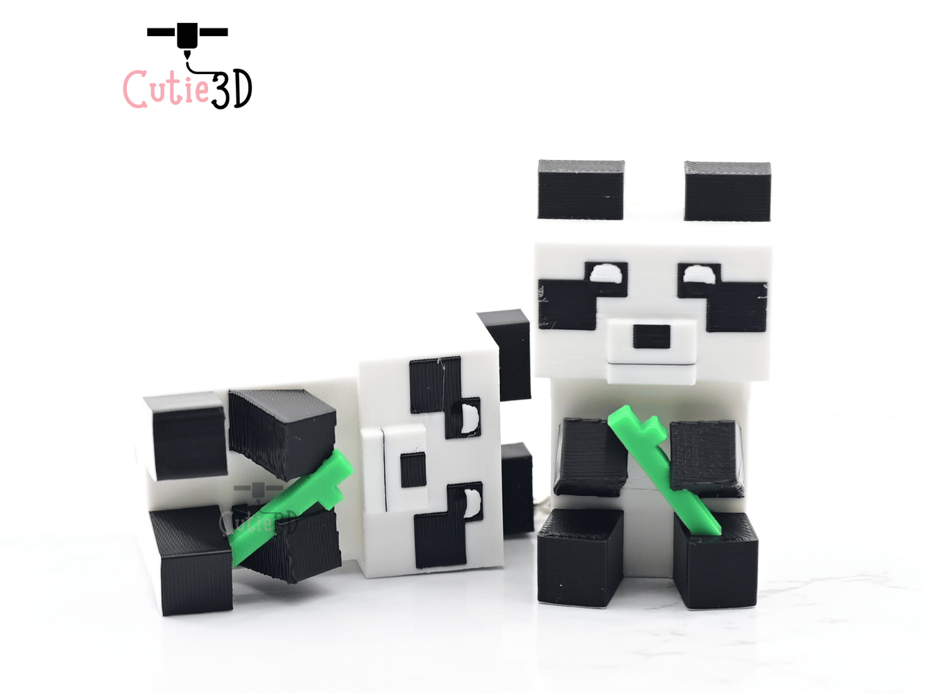 Digital Downloads - Cutie3D Minecraft Bamboo Panda Keycap Fidget Clicker Keychain - Cute Backpack Keychain
