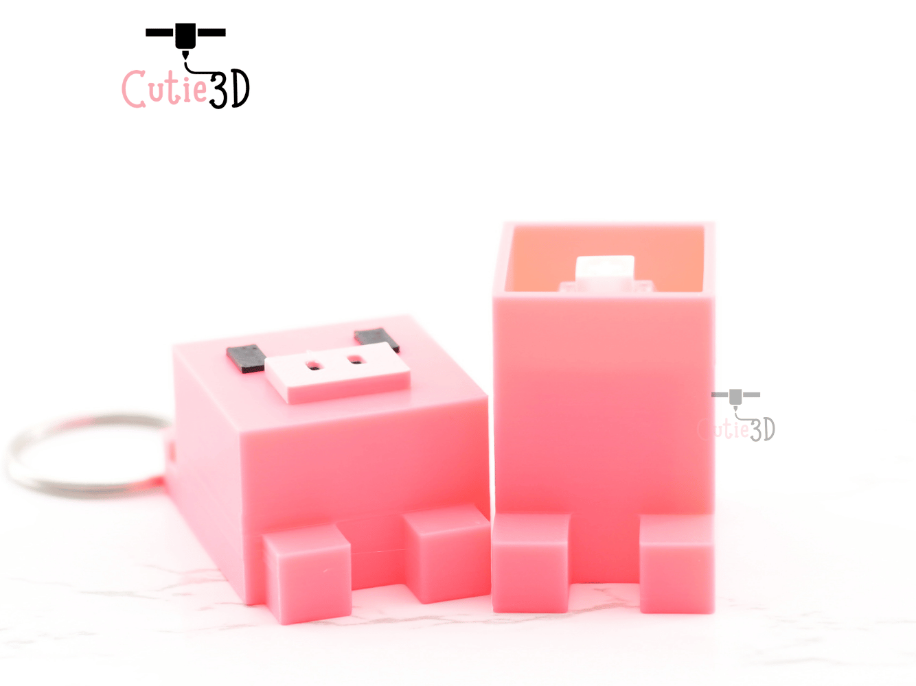 Digital Downloads - Cutie3D Minecraft Pig Keycap Fidget Clicker Keychain - Cute Backpack Keychain