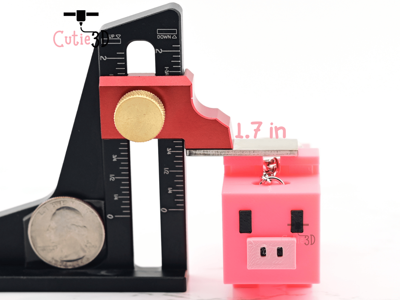 Digital Downloads - Cutie3D Minecraft Pig Keycap Fidget Clicker Keychain - Cute Backpack Keychain