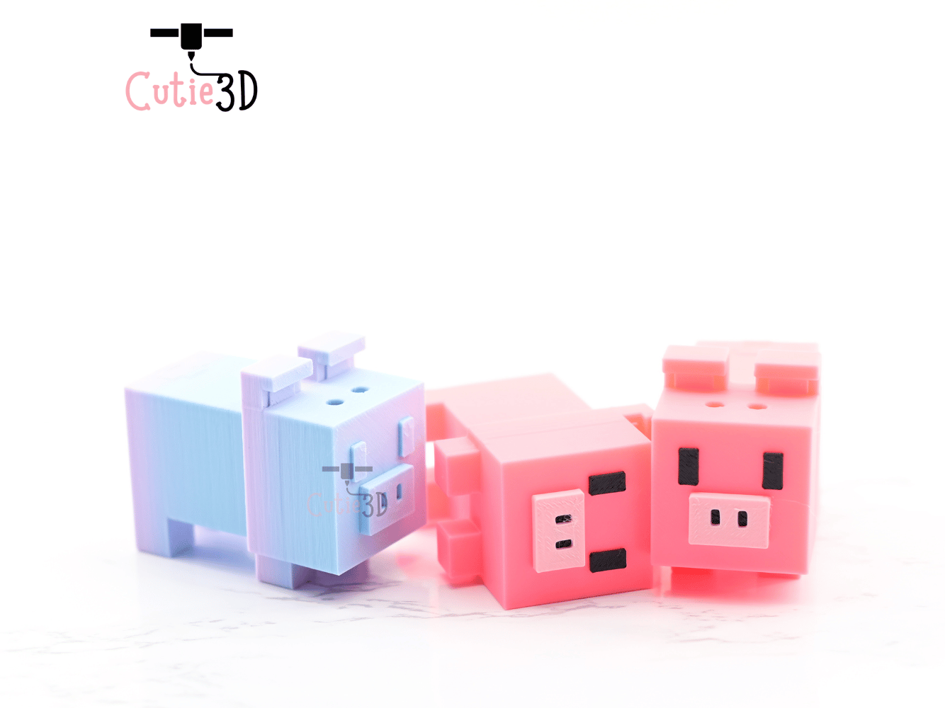 Digital Downloads - Cutie3D Minecraft Pig Keycap Fidget Clicker Keychain - Cute Backpack Keychain