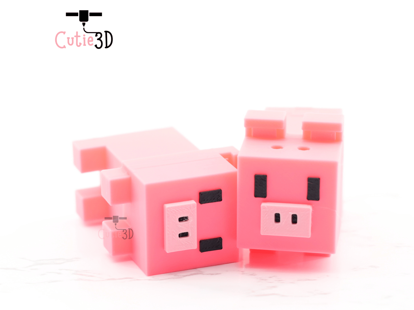 Digital Downloads - Cutie3D Minecraft Pig Keycap Fidget Clicker Keychain - Cute Backpack Keychain