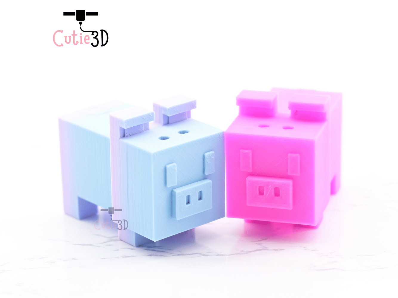 Digital Downloads - Cutie3D Minecraft Pig Keycap Fidget Clicker Keychain - Cute Backpack Keychain