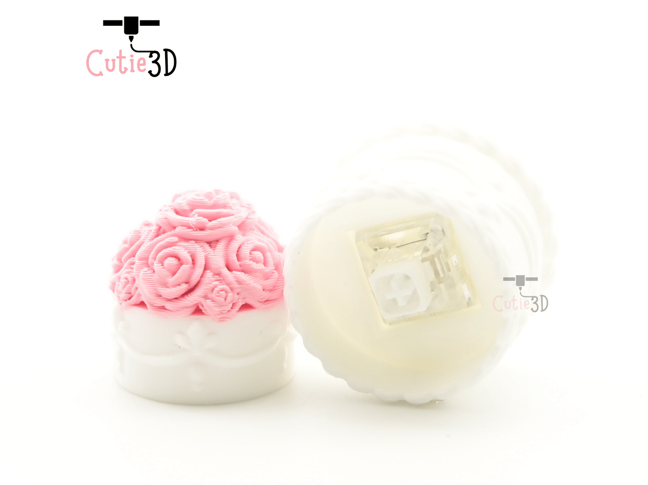 Digital Downloads - Cutie3D Mini Rose Wedding Cake Keycap Fidget Clicker Keychain - Cute Backpack Keychain