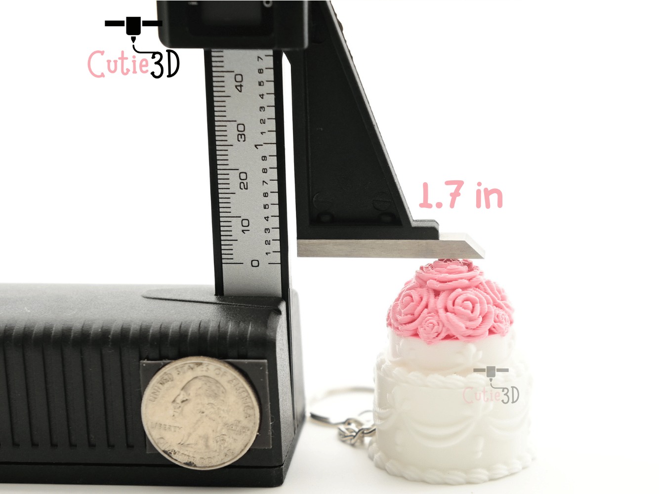Digital Downloads - Cutie3D Mini Rose Wedding Cake Keycap Fidget Clicker Keychain - Cute Backpack Keychain