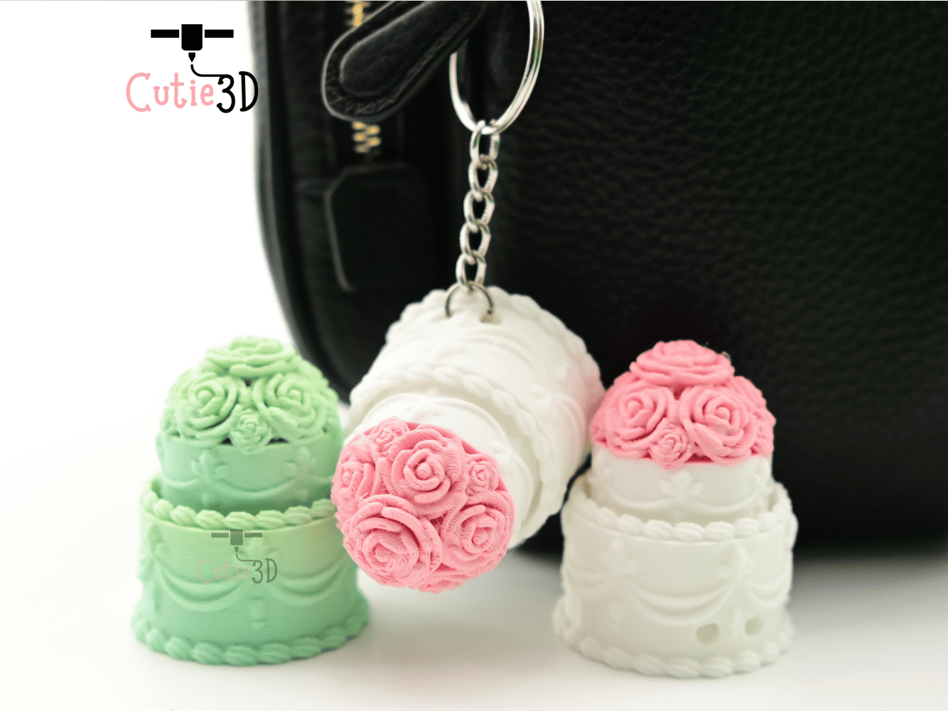 Digital Downloads - Cutie3D Mini Rose Wedding Cake Keycap Fidget Clicker Keychain - Cute Backpack Keychain