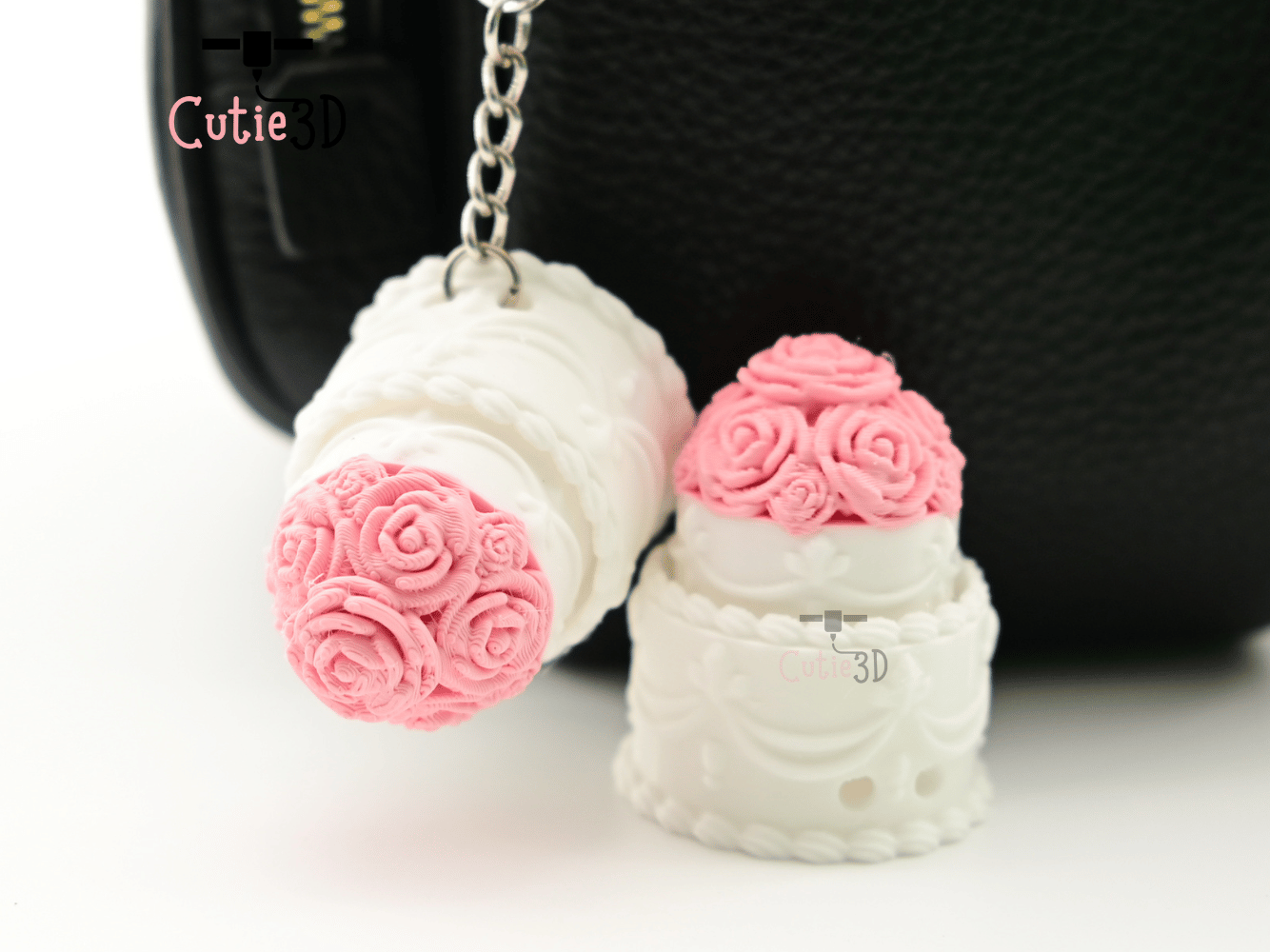 Digital Downloads - Cutie3D Mini Rose Wedding Cake Keycap Fidget Clicker Keychain - Cute Backpack Keychain