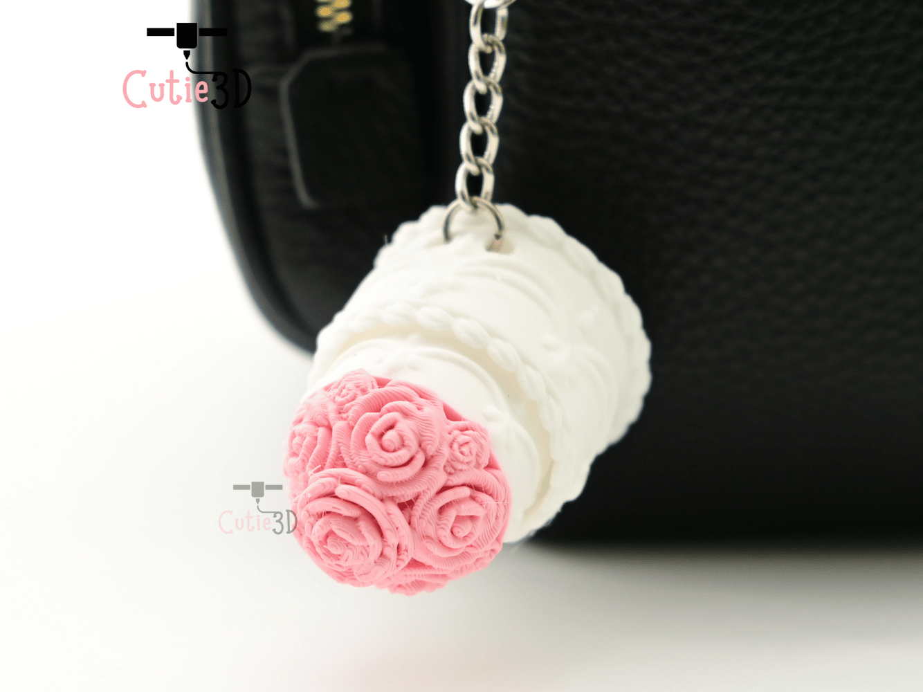 Digital Downloads - Cutie3D Mini Rose Wedding Cake Keycap Fidget Clicker Keychain - Cute Backpack Keychain