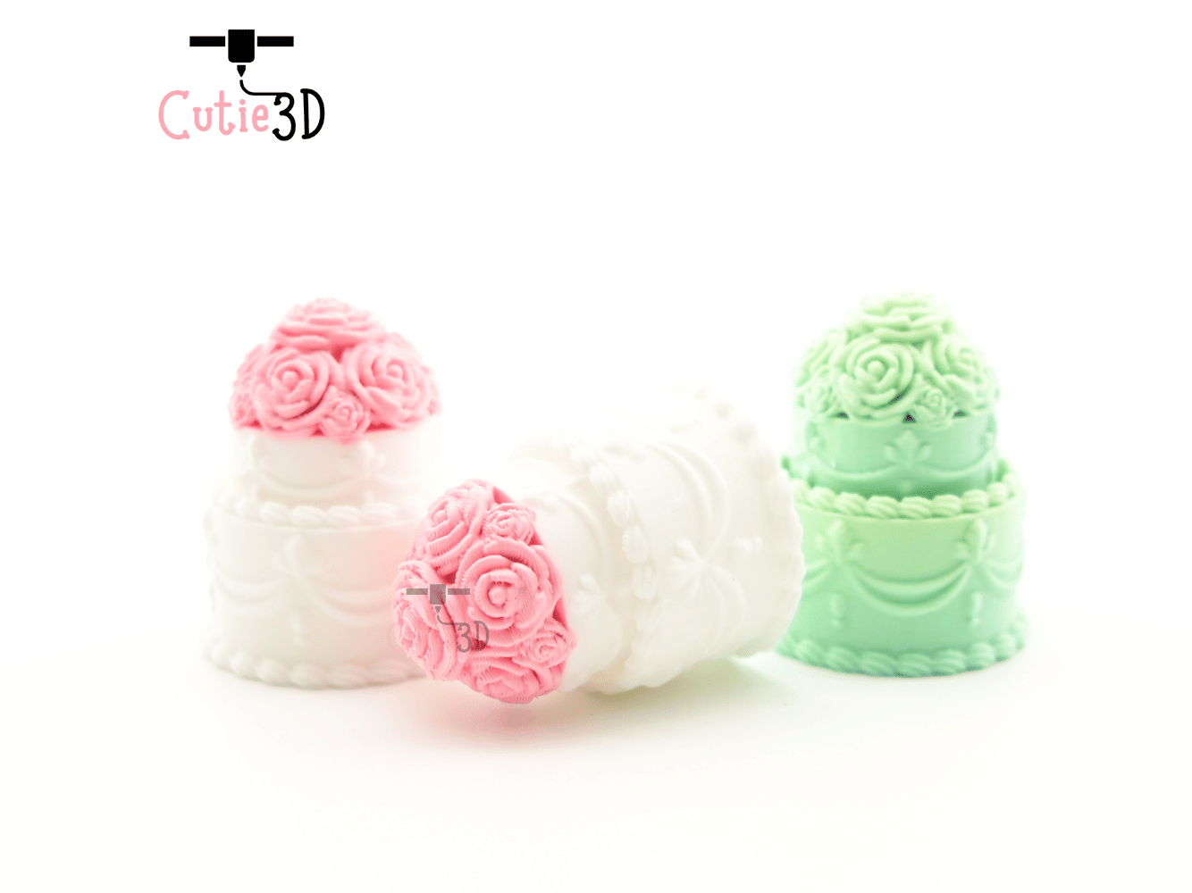 Digital Downloads - Cutie3D Mini Rose Wedding Cake Keycap Fidget Clicker Keychain - Cute Backpack Keychain
