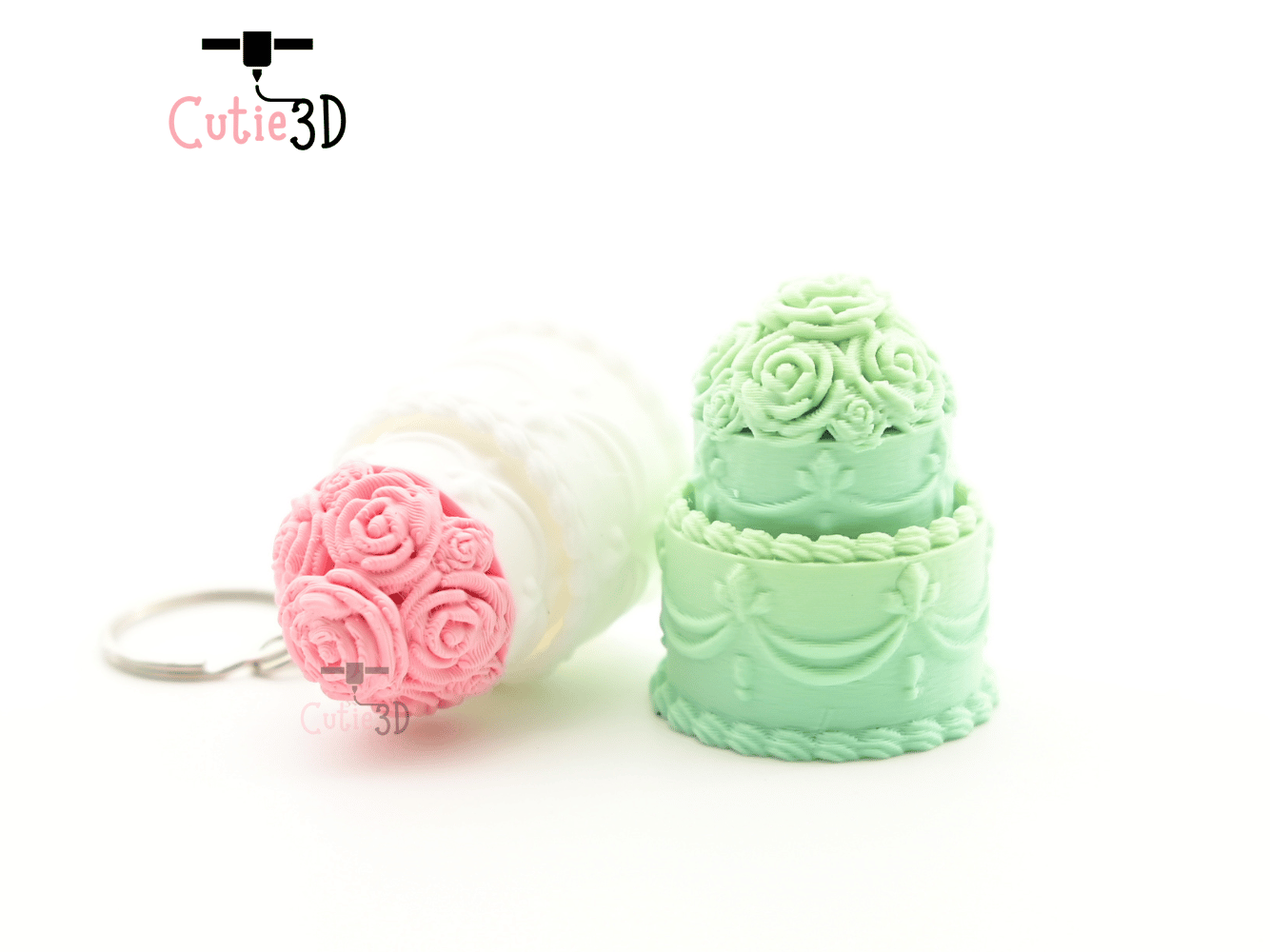 Digital Downloads - Cutie3D Mini Rose Wedding Cake Keycap Fidget Clicker Keychain - Cute Backpack Keychain
