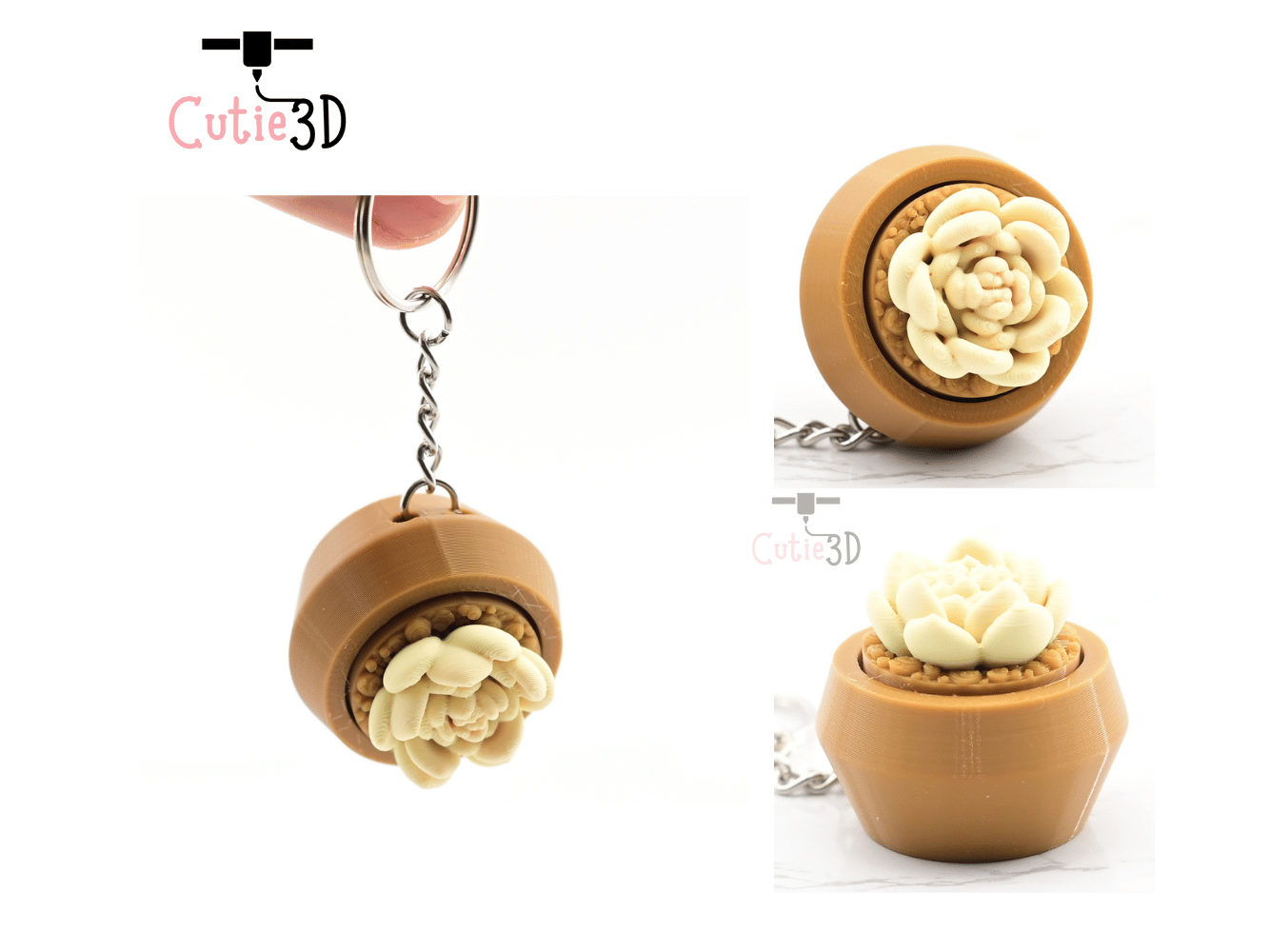 Digital Downloads - Cutie3D Moonstone Succulent Keycap Fidget Clicker Keychain - Cute Backpack Keychain