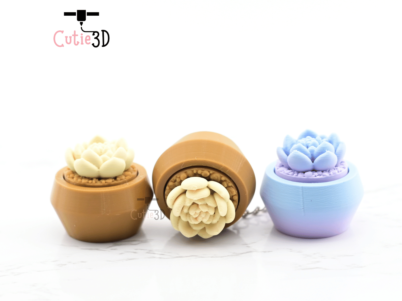 Digital Downloads - Cutie3D Moonstone Succulent Keycap Fidget Clicker Keychain - Cute Backpack Keychain