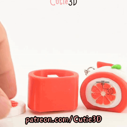 Digital Downloads - Cutie3D Orange Cake For Food Lovers Keycap Fidget Clicker Keychain - Cute Backpack Keychain