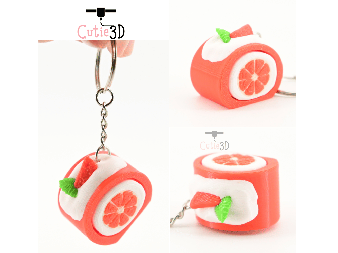 Digital Downloads - Cutie3D Orange Cake For Food Lovers Keycap Fidget Clicker Keychain - Cute Backpack Keychain