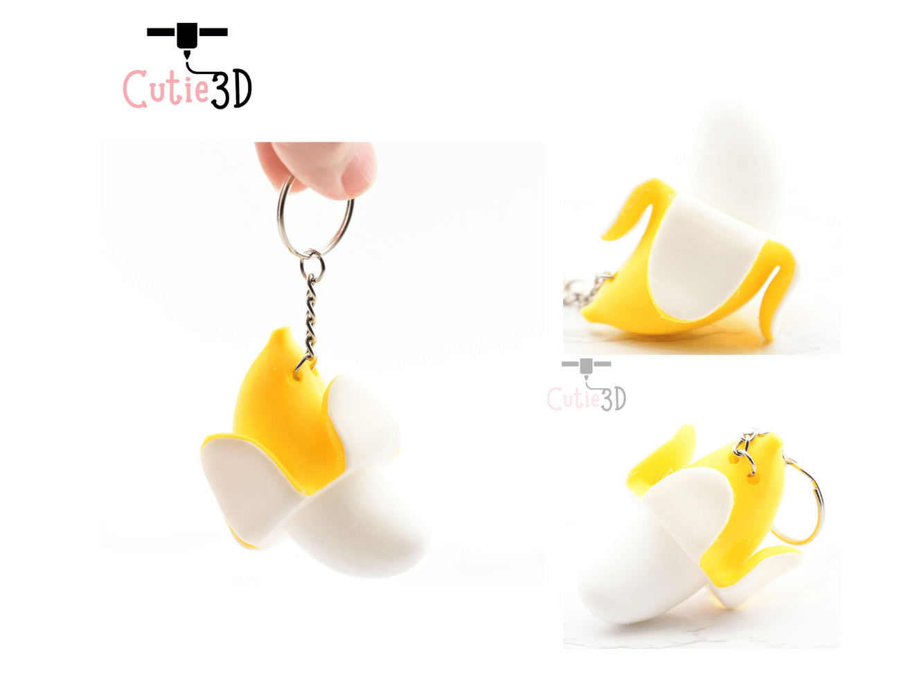 Digital Downloads - Cutie3D Peeled Banana Keycap Fidget Clicker Keychain - Cute Backpack Keychain