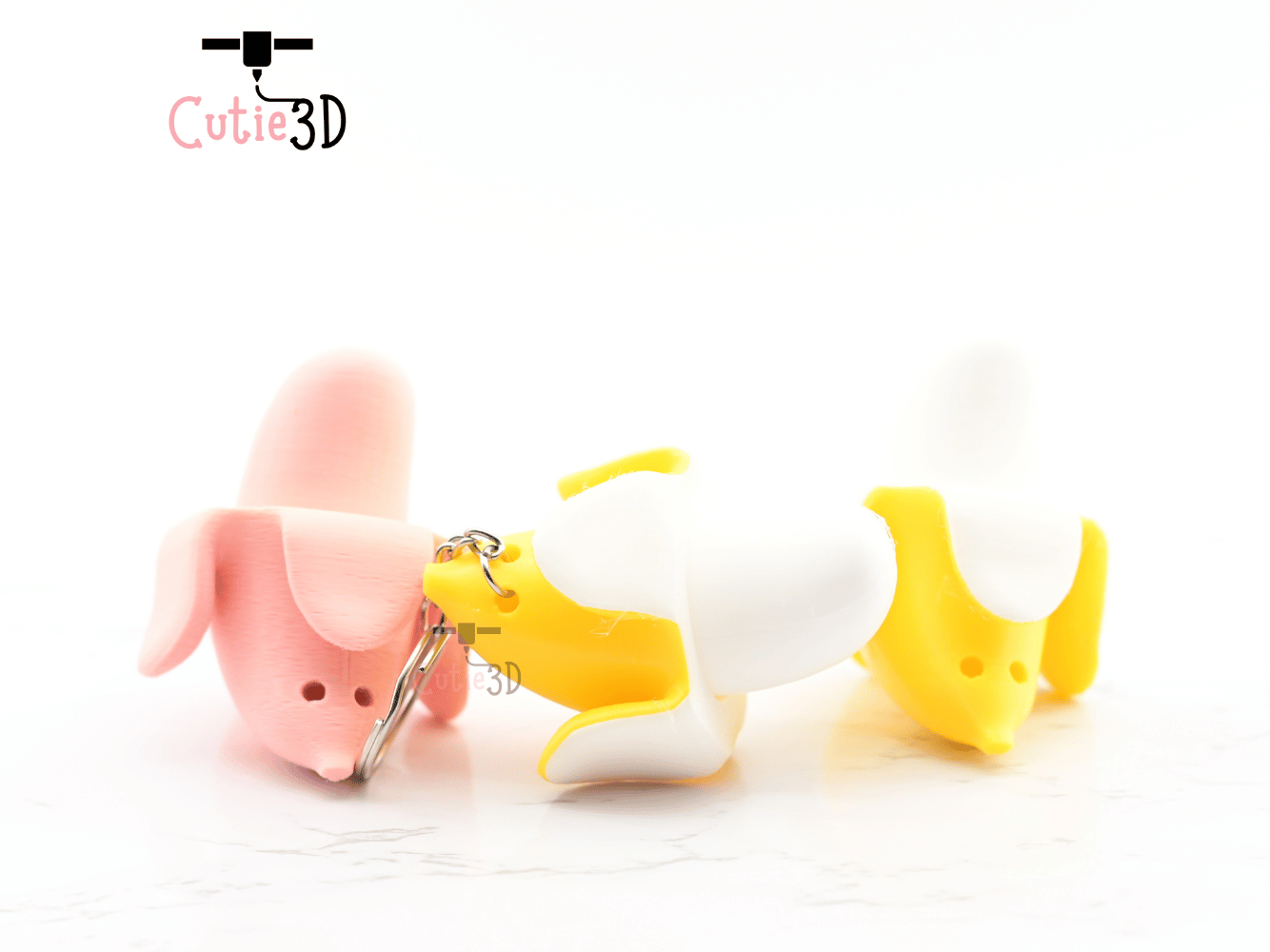 Digital Downloads - Cutie3D Peeled Banana Keycap Fidget Clicker Keychain - Cute Backpack Keychain