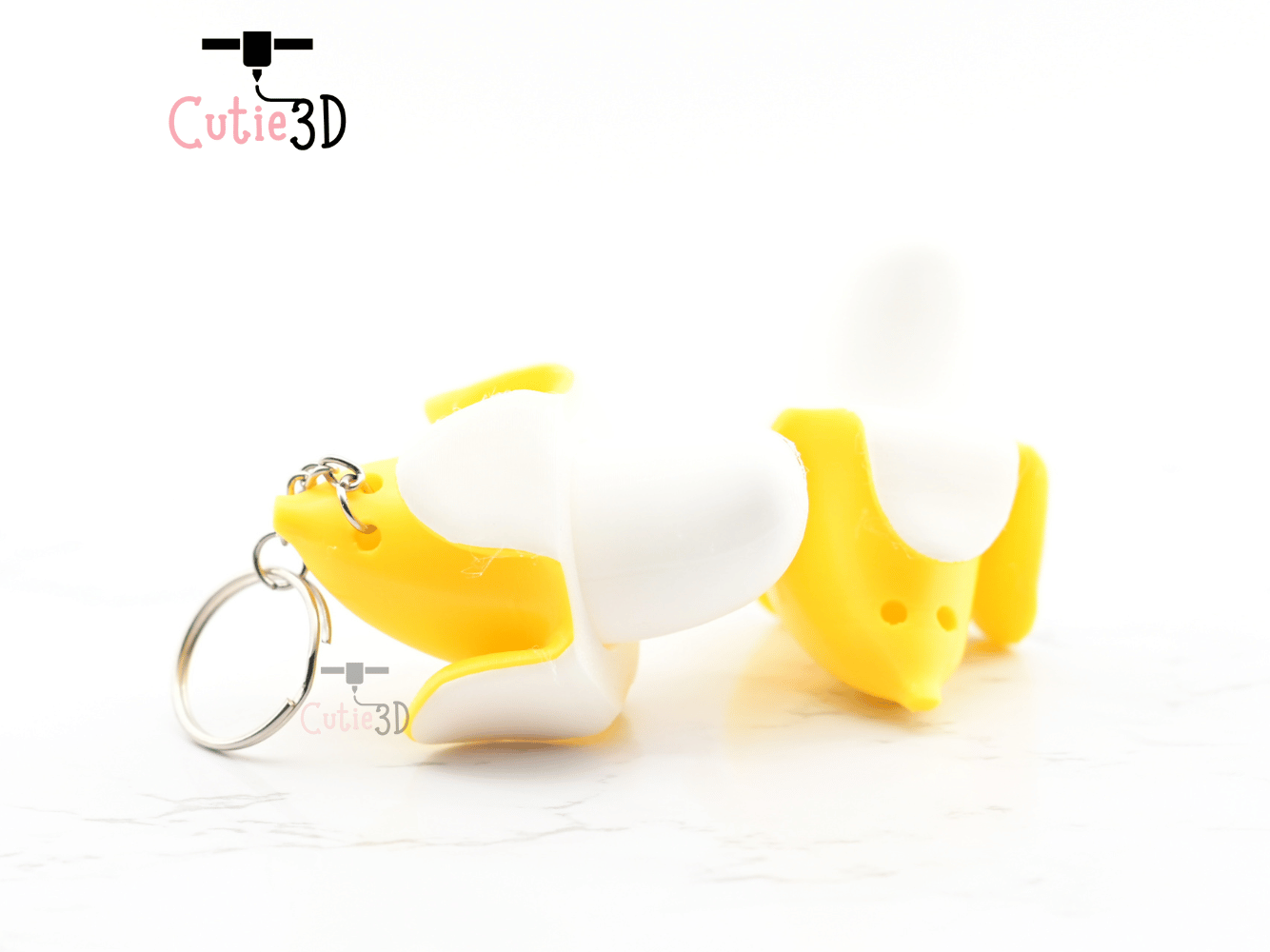 Digital Downloads - Cutie3D Peeled Banana Keycap Fidget Clicker Keychain - Cute Backpack Keychain